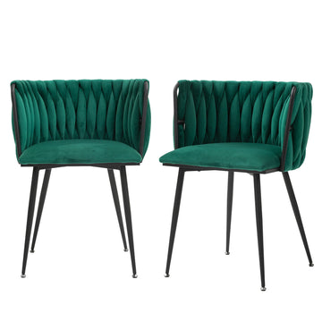 2er-Set Luxus Samt-Esszimmerstühle mit goldenen Beinen – Elegantes handgewebtes Design & Komfort