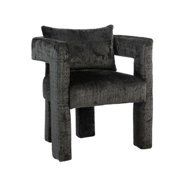 Chenille Einzel Loungesessel Dunkelgrau/Schwarz/Smaragd LVHOM