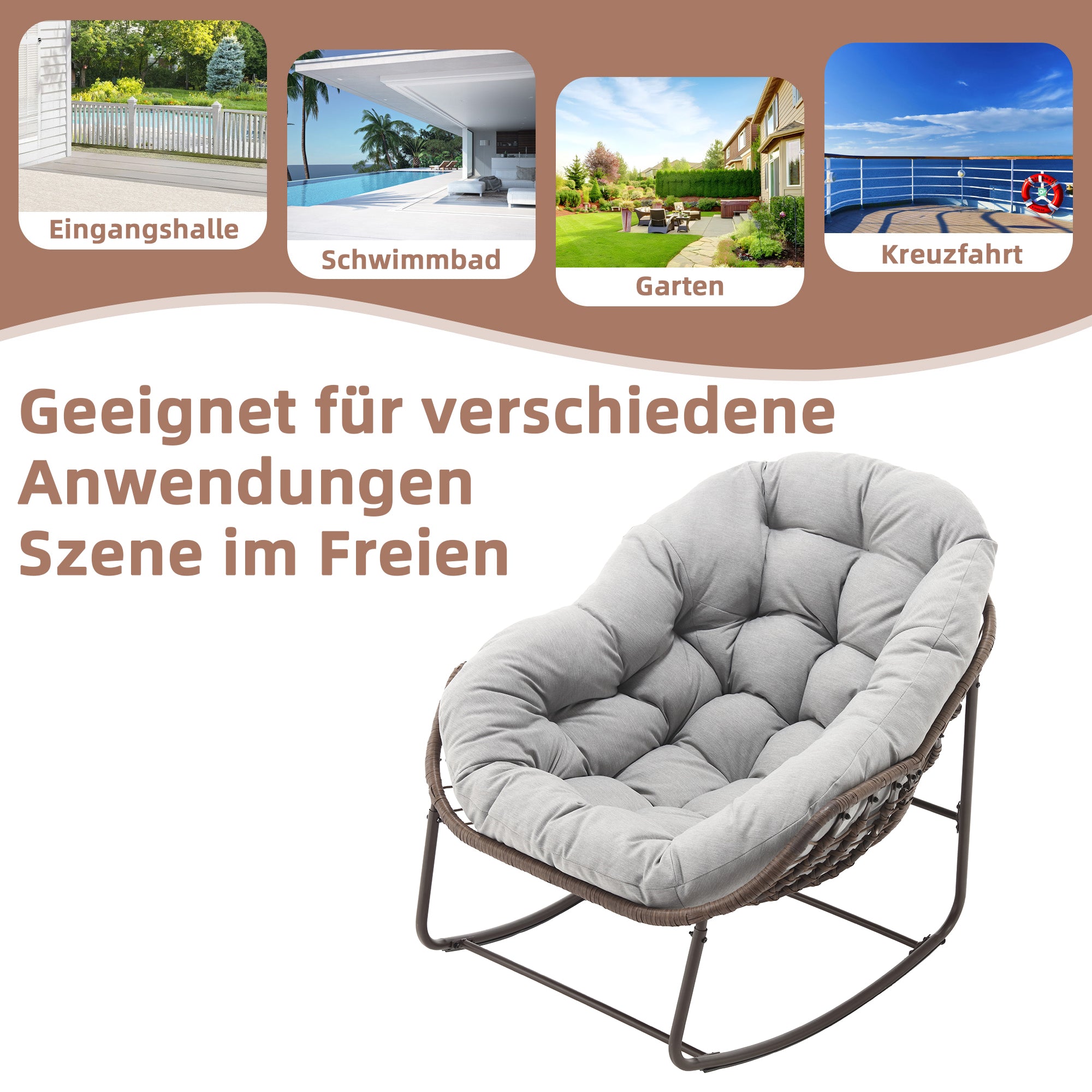 Weißer Rattan Schaukelstuhl Outdoor | LVHOM Online Kaufen
