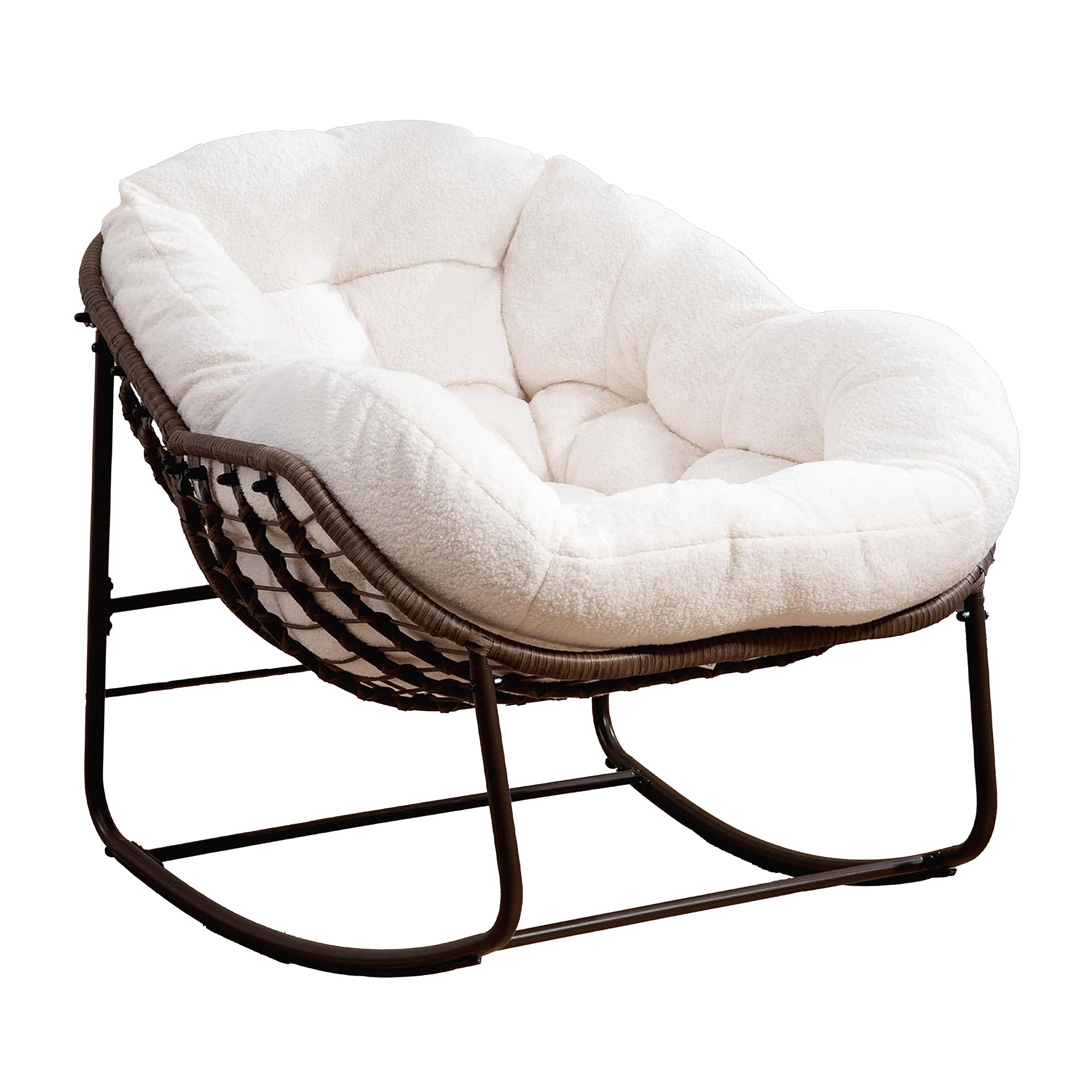Weißer Rattan Schaukelstuhl Outdoor | LVHOM Online Kaufen