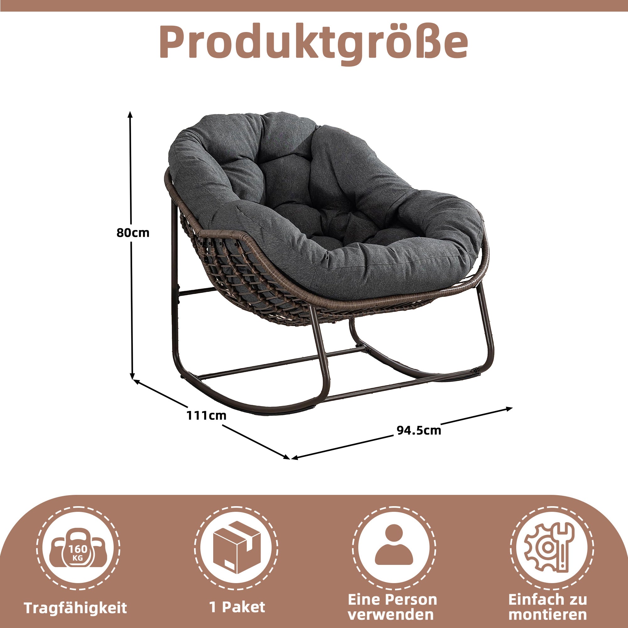 Weißer Rattan Schaukelstuhl Outdoor | LVHOM Online Kaufen
