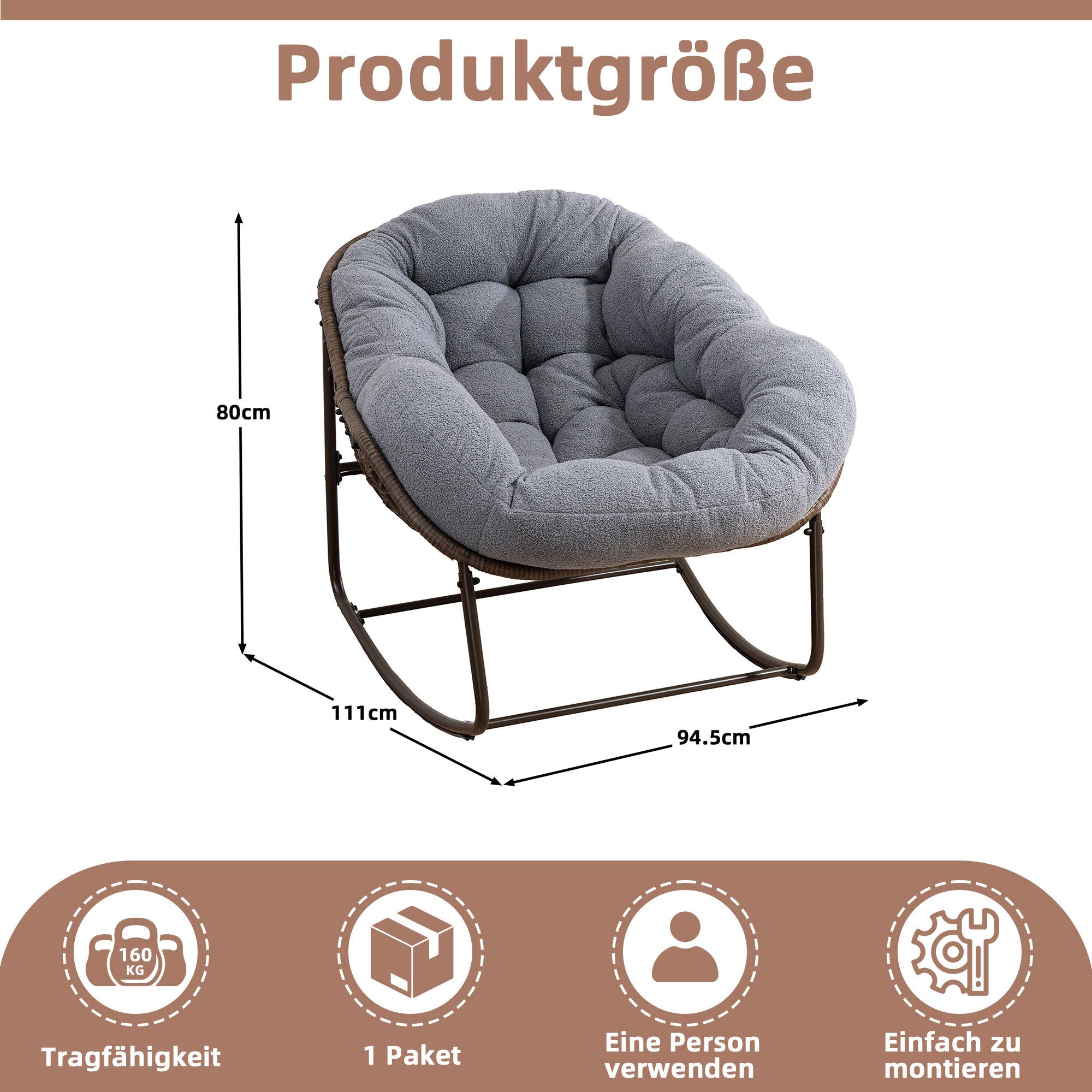 Weißer Rattan Schaukelstuhl Outdoor | LVHOM Online Kaufen