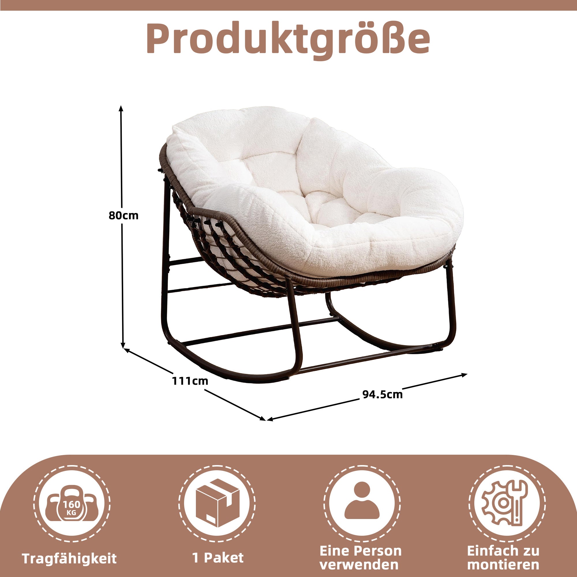 Weißer Rattan Schaukelstuhl Outdoor | LVHOM Online Kaufen