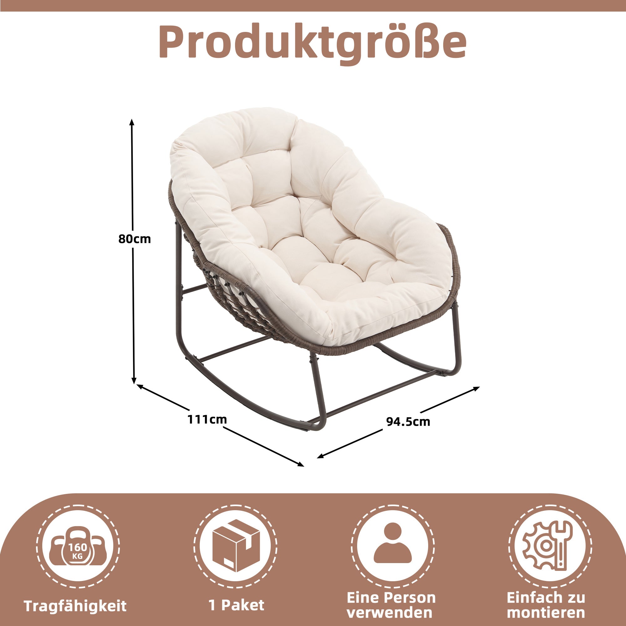 Weißer Rattan Schaukelstuhl Outdoor | LVHOM Online Kaufen