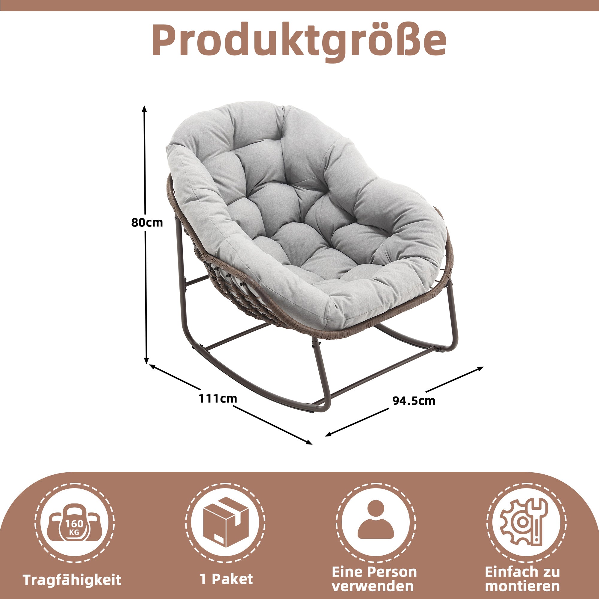 Weißer Rattan Schaukelstuhl Outdoor | LVHOM Online Kaufen