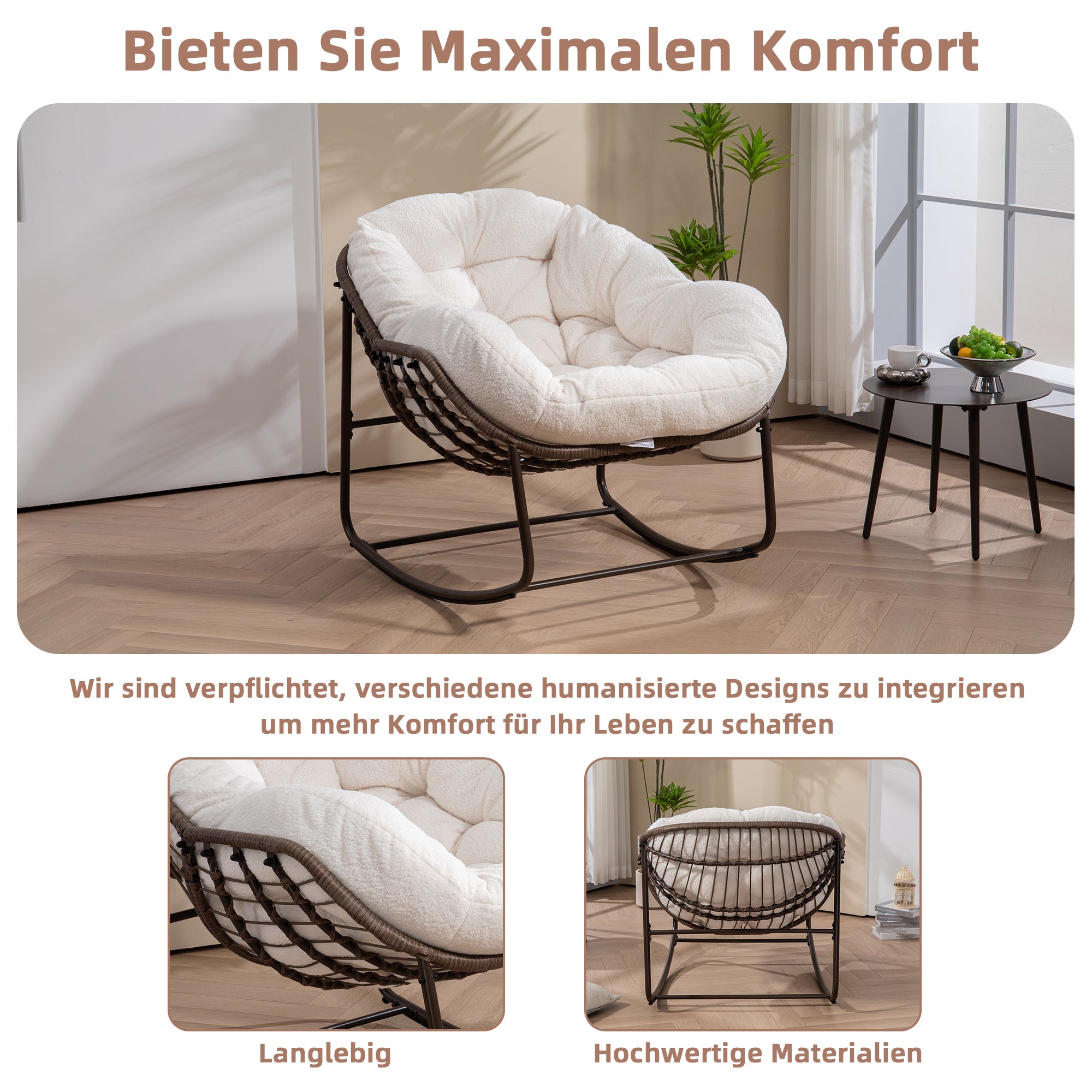 Weißer Rattan Schaukelstuhl Outdoor | LVHOM Online Kaufen