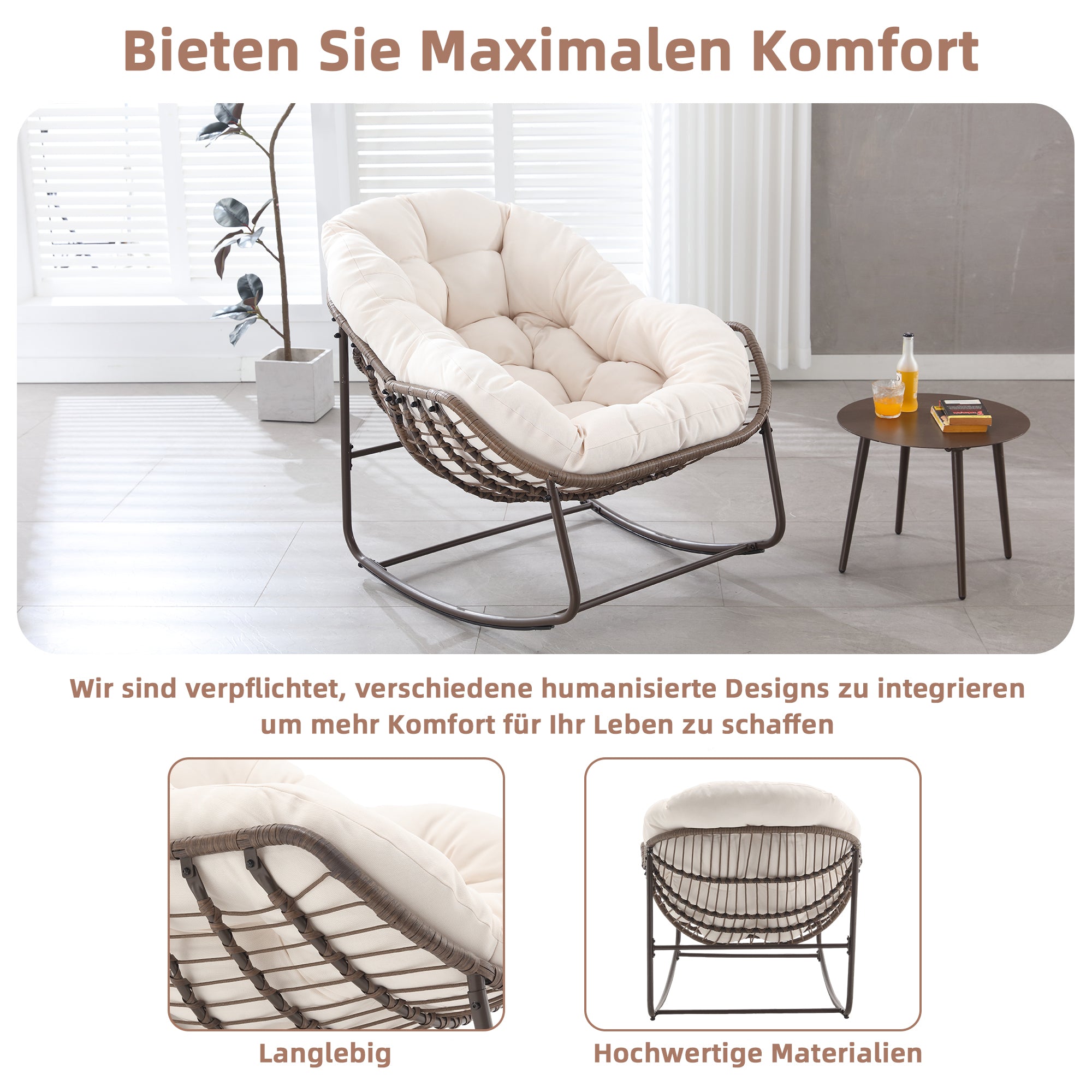 Weißer Rattan Schaukelstuhl Outdoor | LVHOM Online Kaufen