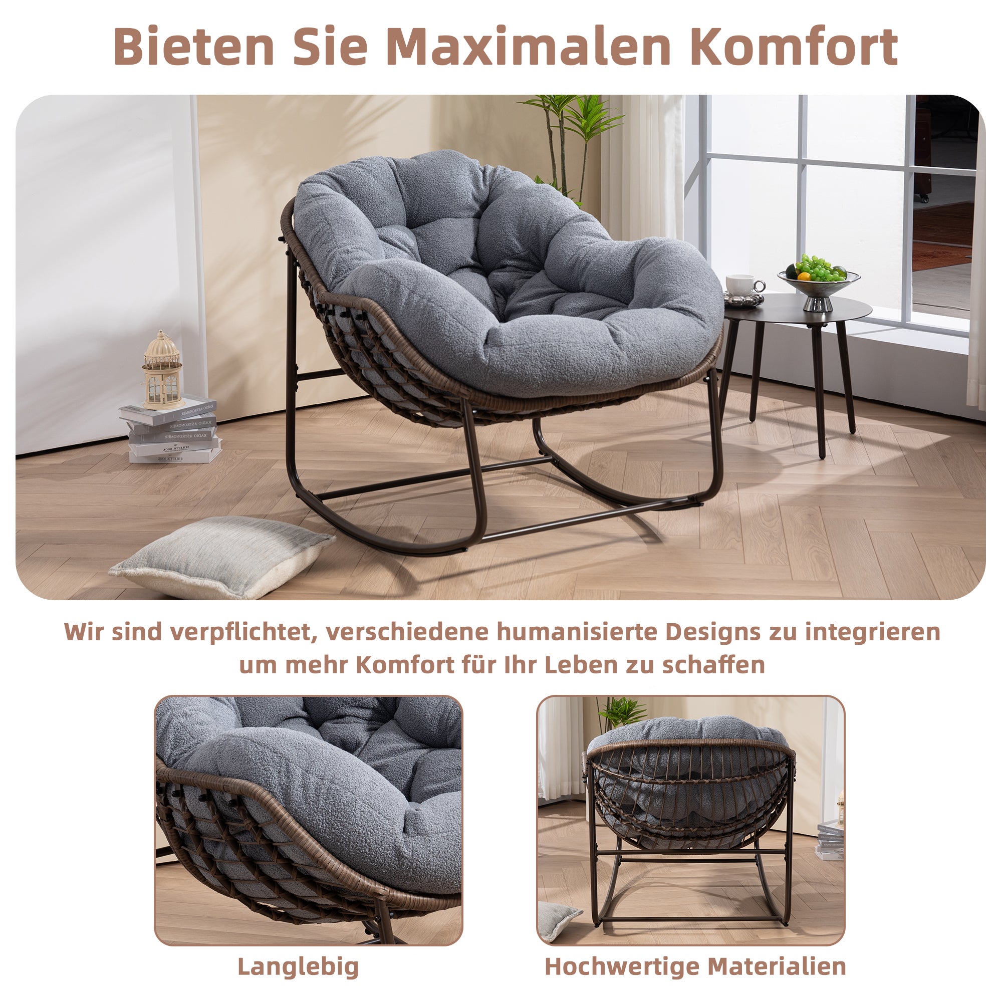 Weißer Rattan Schaukelstuhl Outdoor | LVHOM Online Kaufen