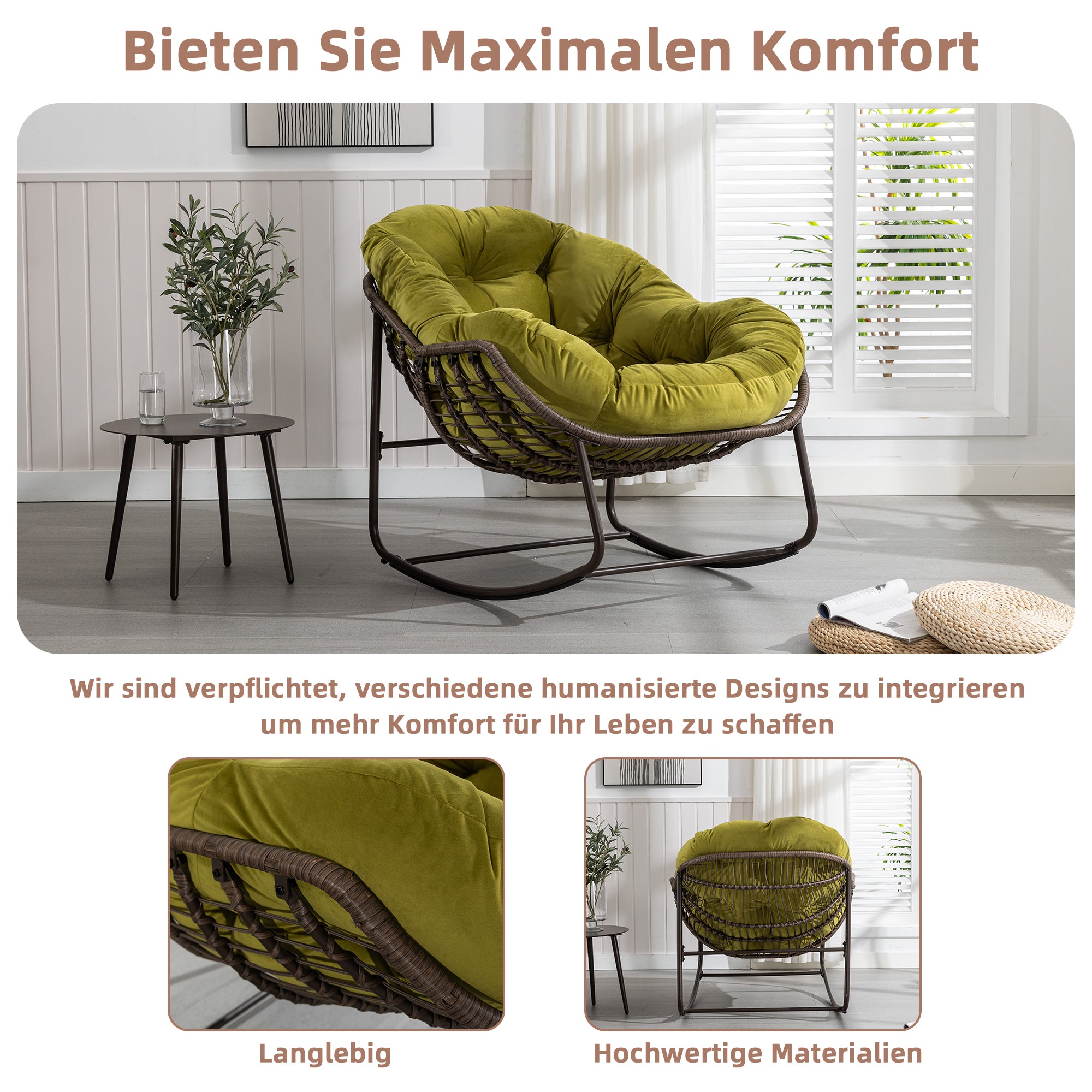 Weißer Rattan Schaukelstuhl Outdoor | LVHOM Online Kaufen
