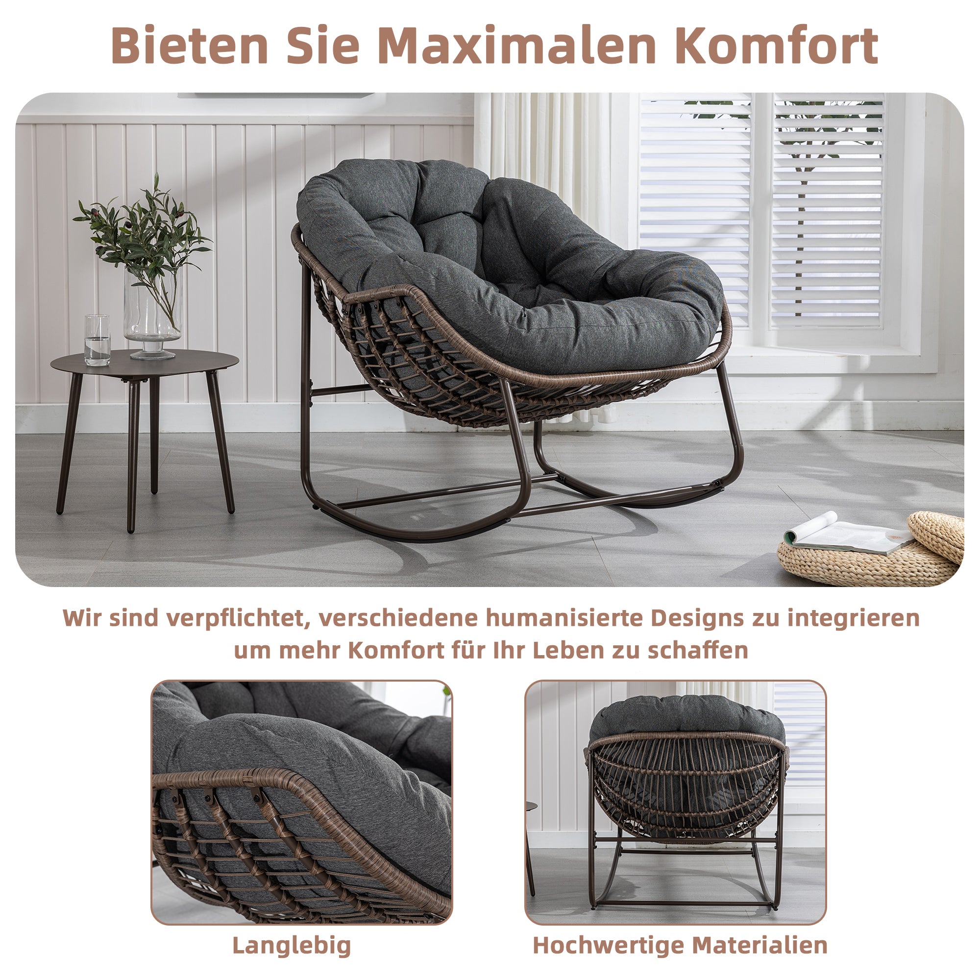 Weißer Rattan Schaukelstuhl Outdoor | LVHOM Online Kaufen