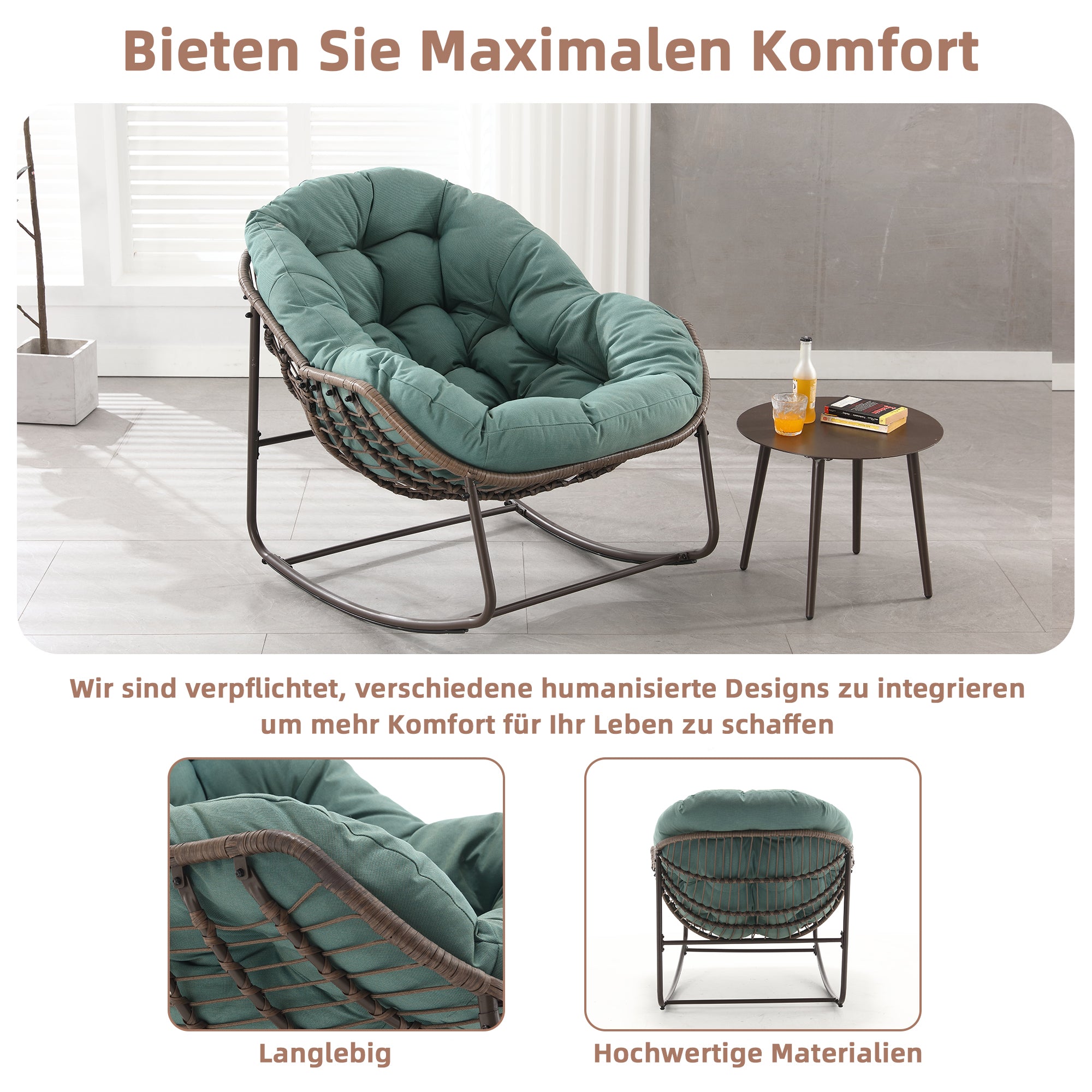 Weißer Rattan Schaukelstuhl Outdoor | LVHOM Online Kaufen