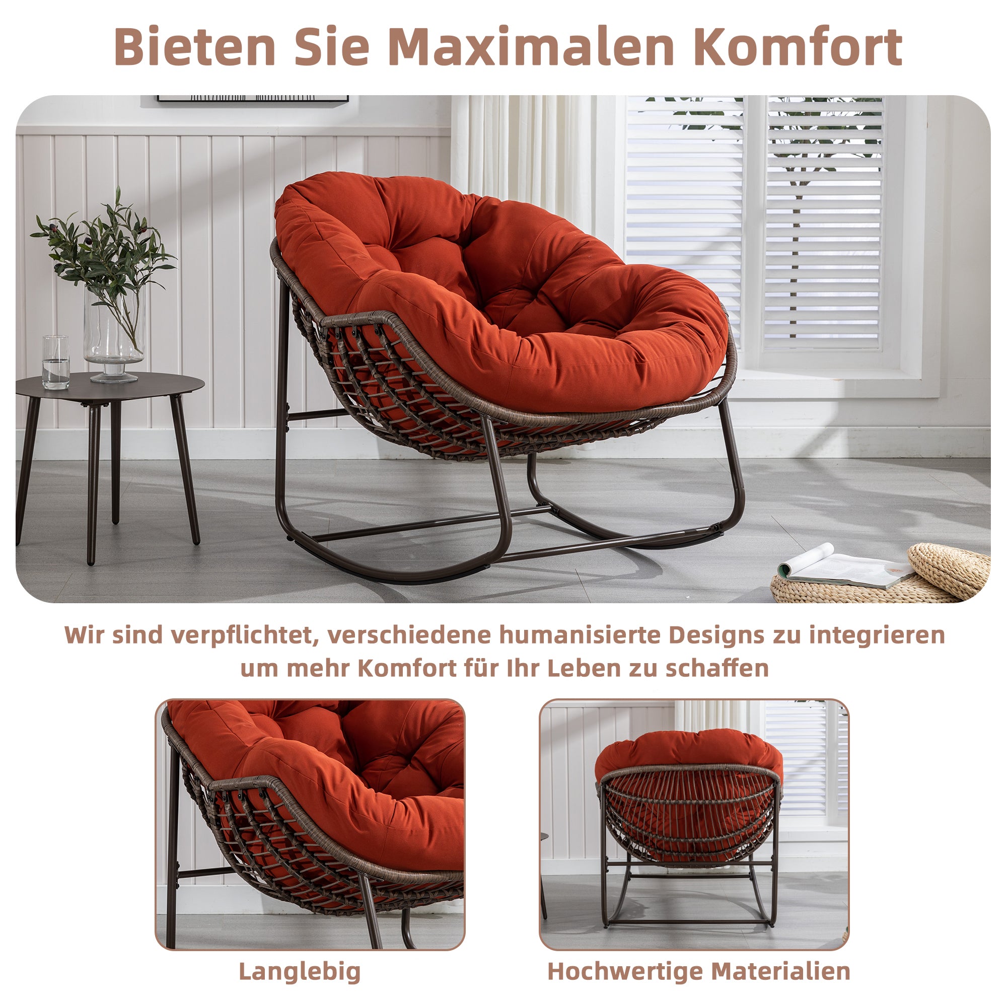 Weißer Rattan Schaukelstuhl Outdoor | LVHOM Online Kaufen