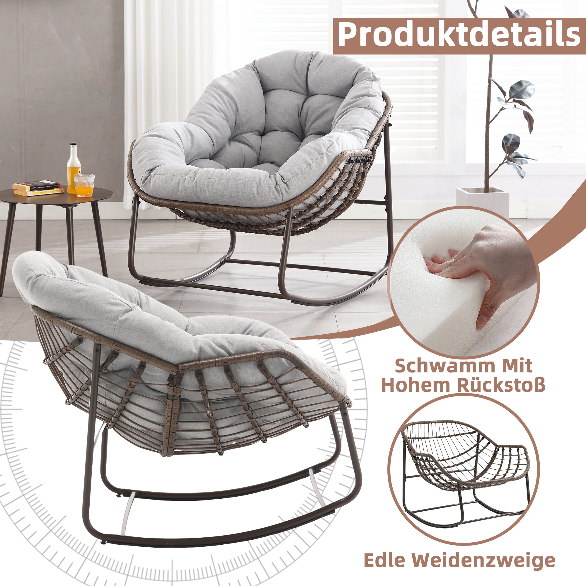 Weißer Rattan Schaukelstuhl Outdoor | LVHOM Online Kaufen