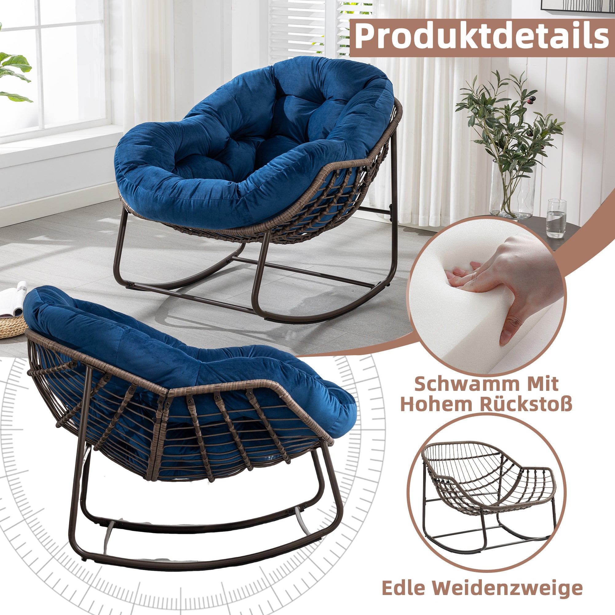 Weißer Rattan Schaukelstuhl Outdoor | LVHOM Online Kaufen