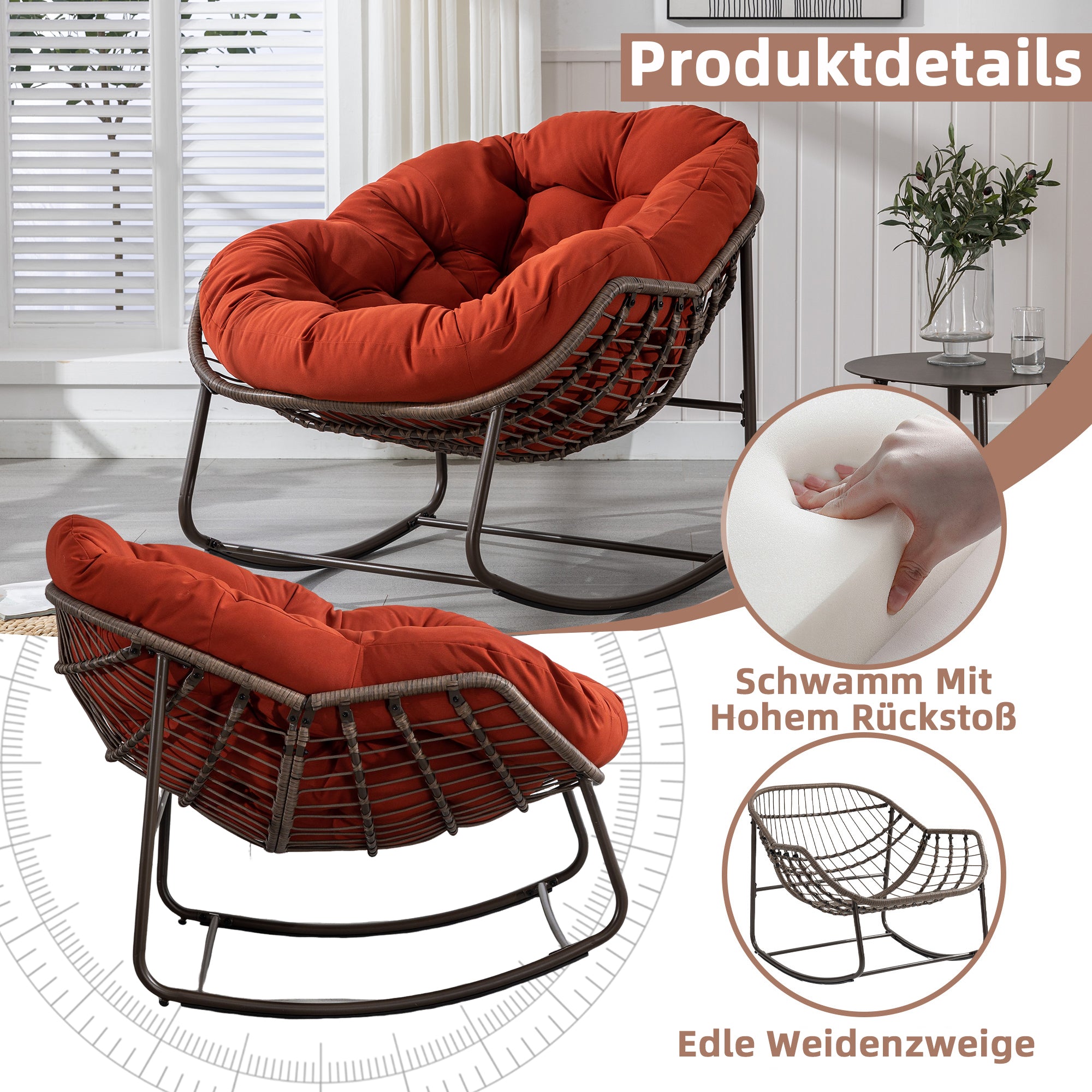 Weißer Rattan Schaukelstuhl Outdoor | LVHOM Online Kaufen