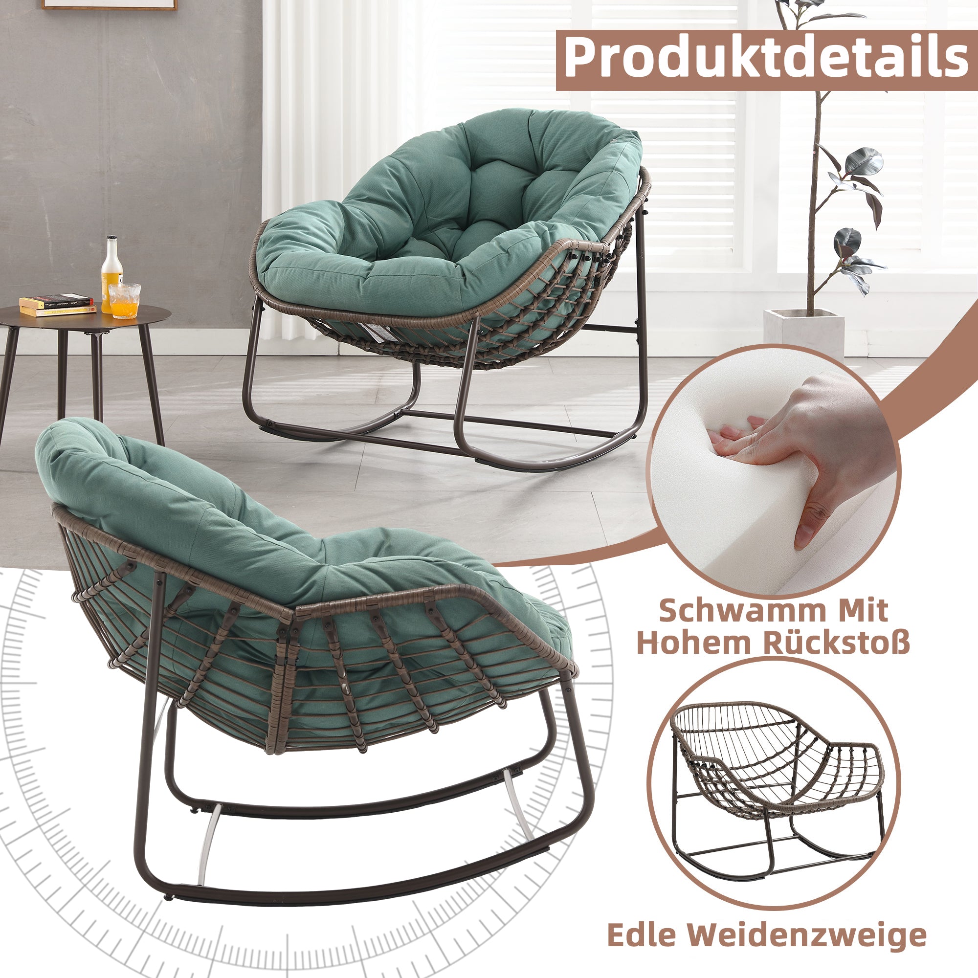 Weißer Rattan Schaukelstuhl Outdoor | LVHOM Online Kaufen