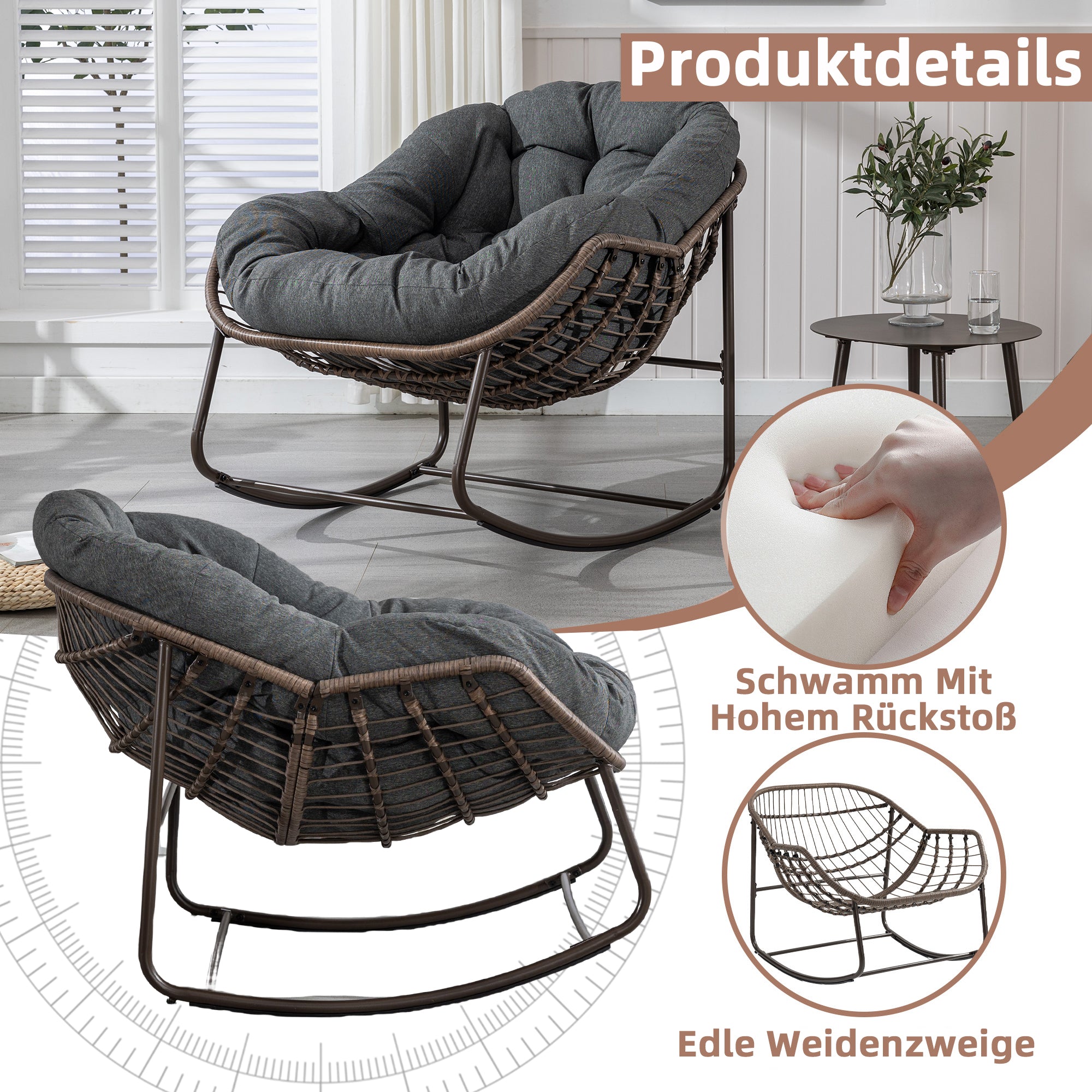 Weißer Rattan Schaukelstuhl Outdoor | LVHOM Online Kaufen