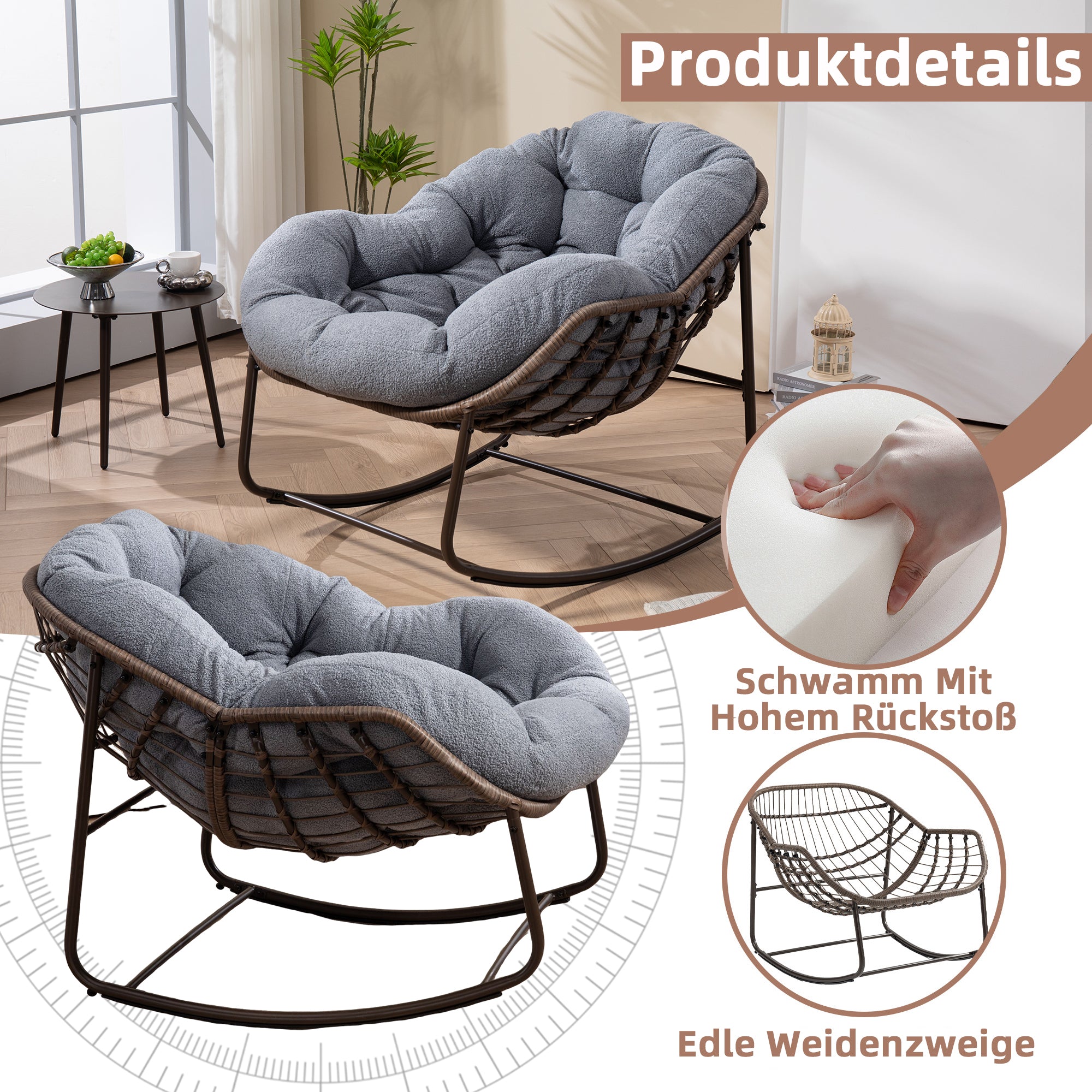 Weißer Rattan Schaukelstuhl Outdoor | LVHOM Online Kaufen