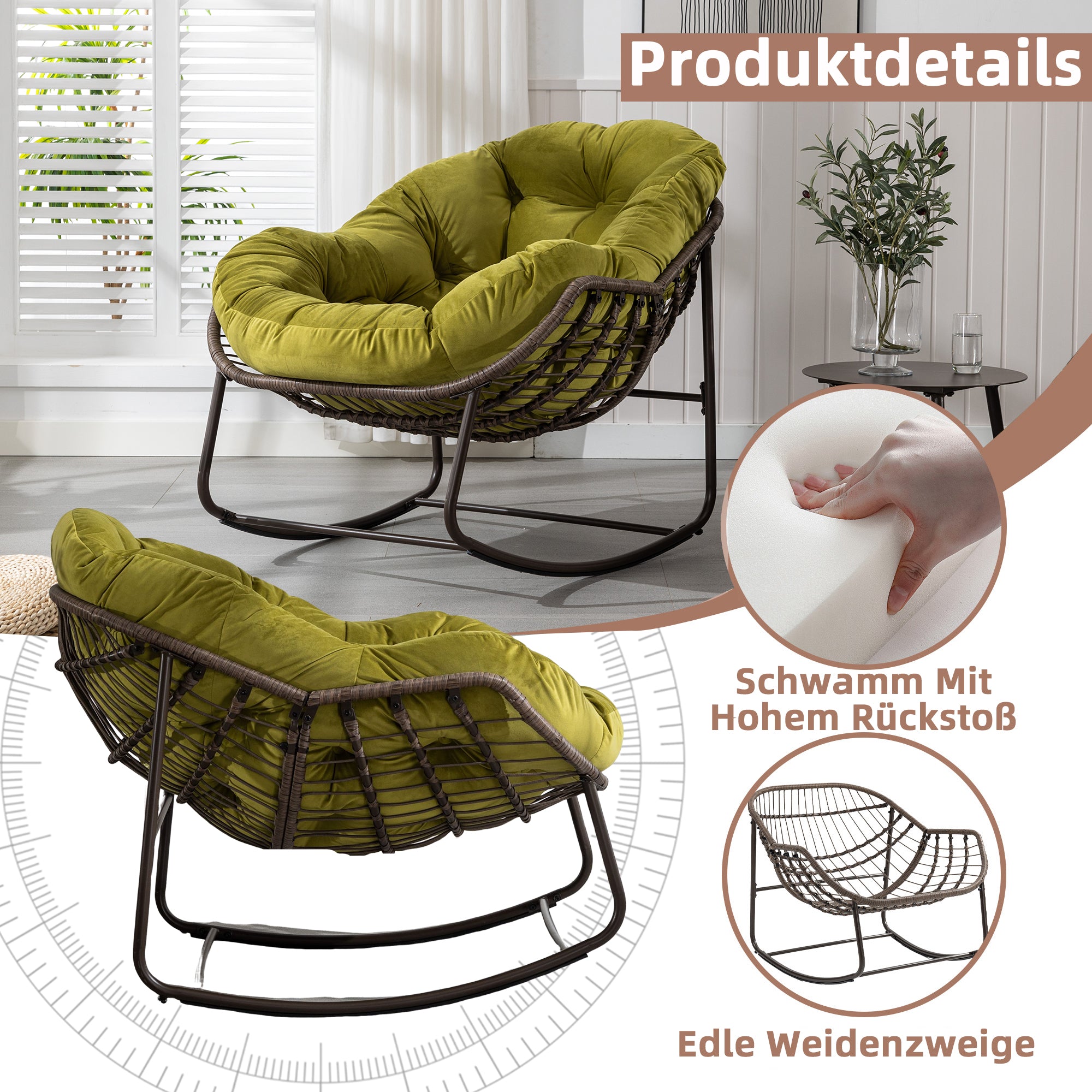 Weißer Rattan Schaukelstuhl Outdoor | LVHOM Online Kaufen