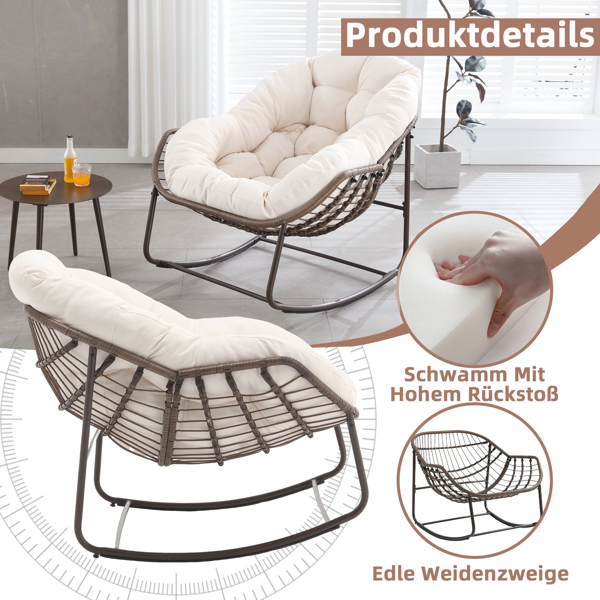 Weißer Rattan Schaukelstuhl Outdoor | LVHOM Online Kaufen