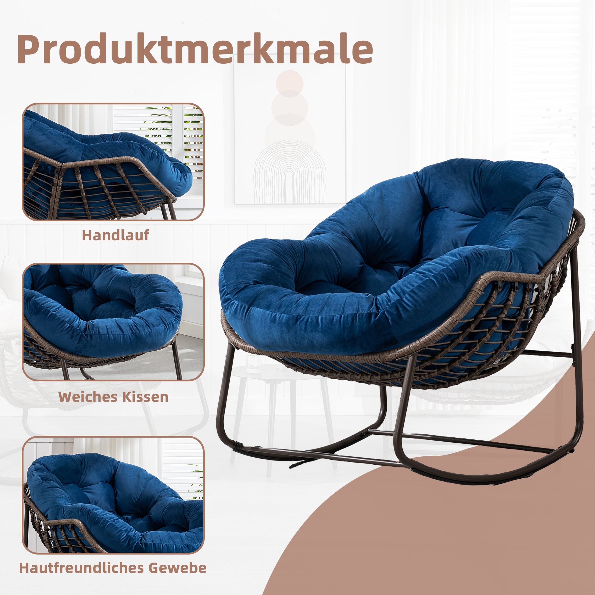Weißer Rattan Schaukelstuhl Outdoor | LVHOM Online Kaufen