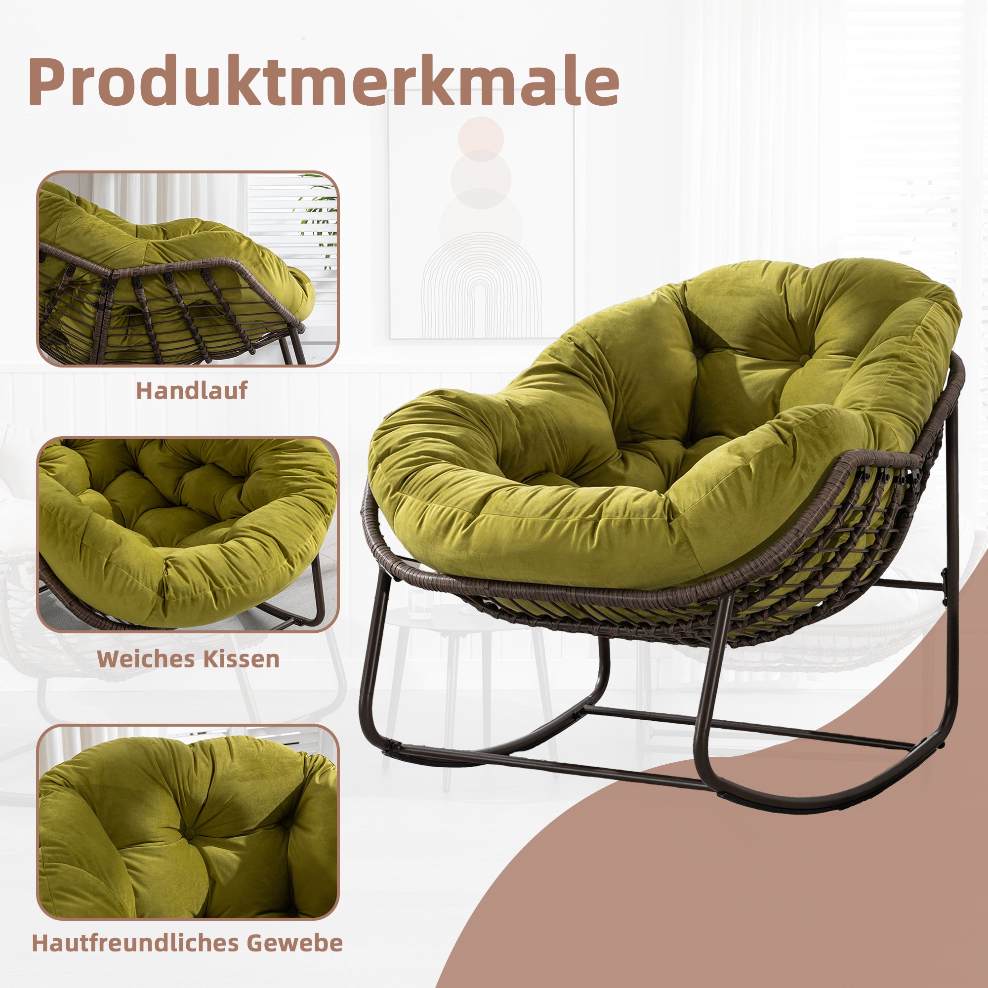 Weißer Rattan Schaukelstuhl Outdoor | LVHOM Online Kaufen