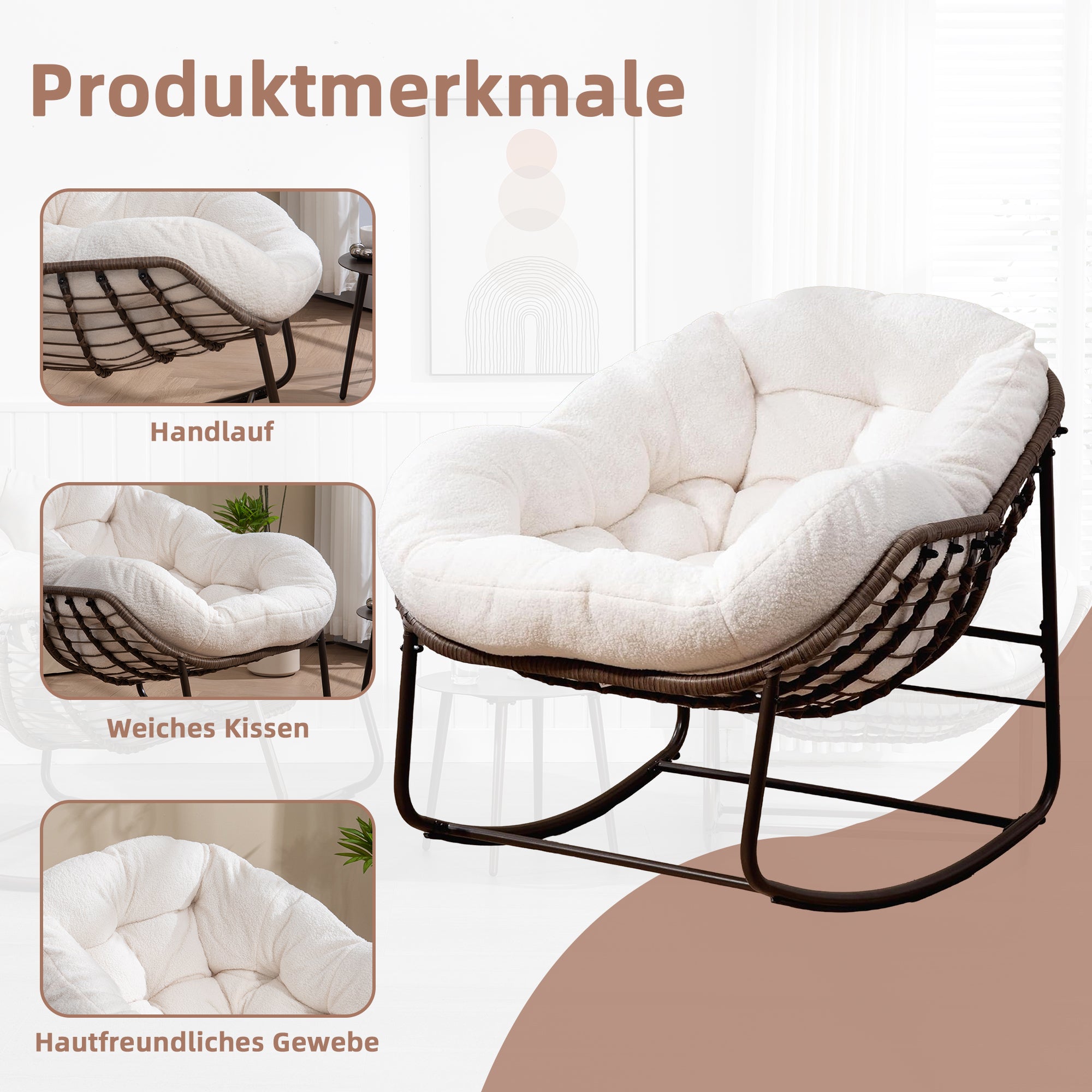 Weißer Rattan Schaukelstuhl Outdoor | LVHOM Online Kaufen