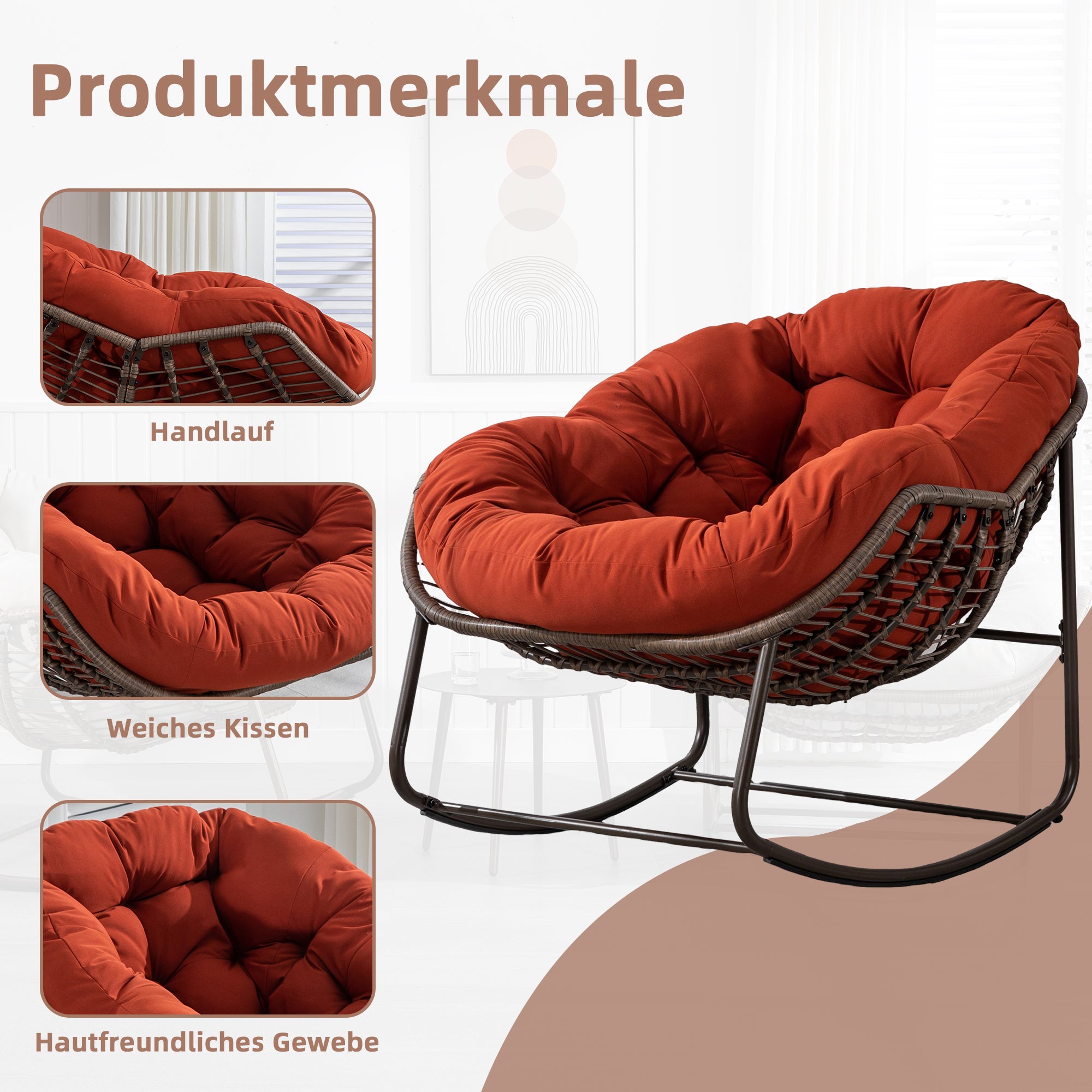 Weißer Rattan Schaukelstuhl Outdoor | LVHOM Online Kaufen