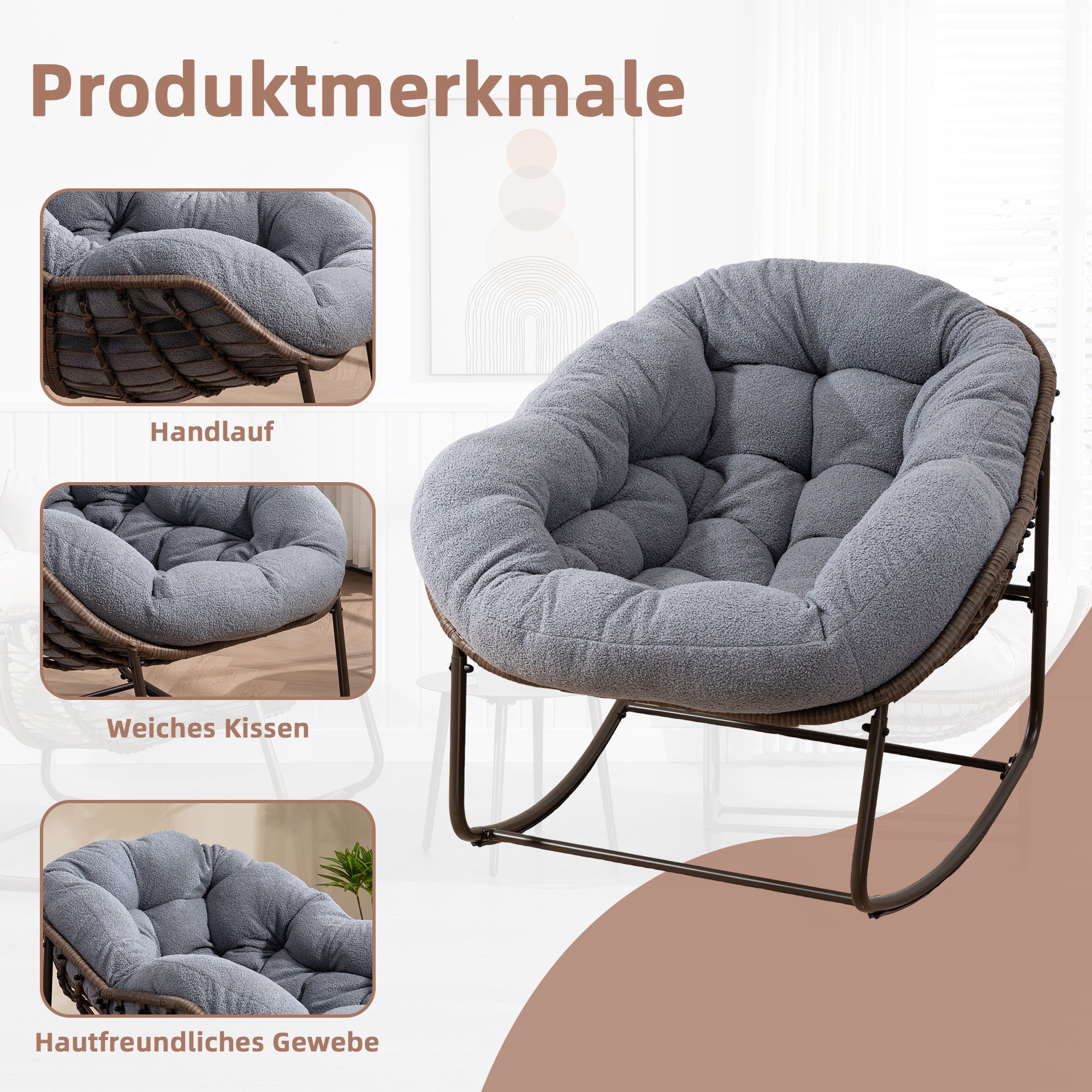 Weißer Rattan Schaukelstuhl Outdoor | LVHOM Online Kaufen