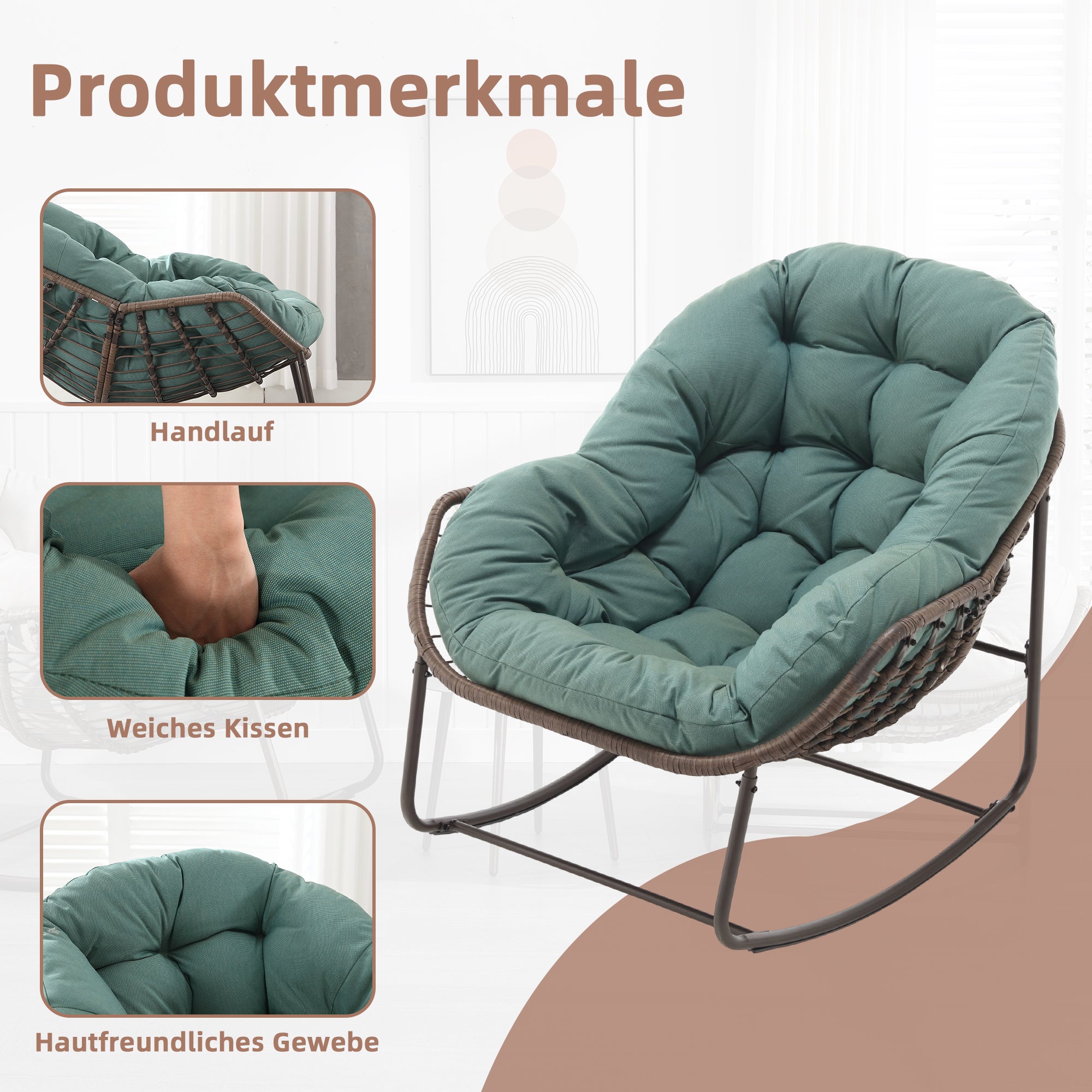 Weißer Rattan Schaukelstuhl Outdoor | LVHOM Online Kaufen
