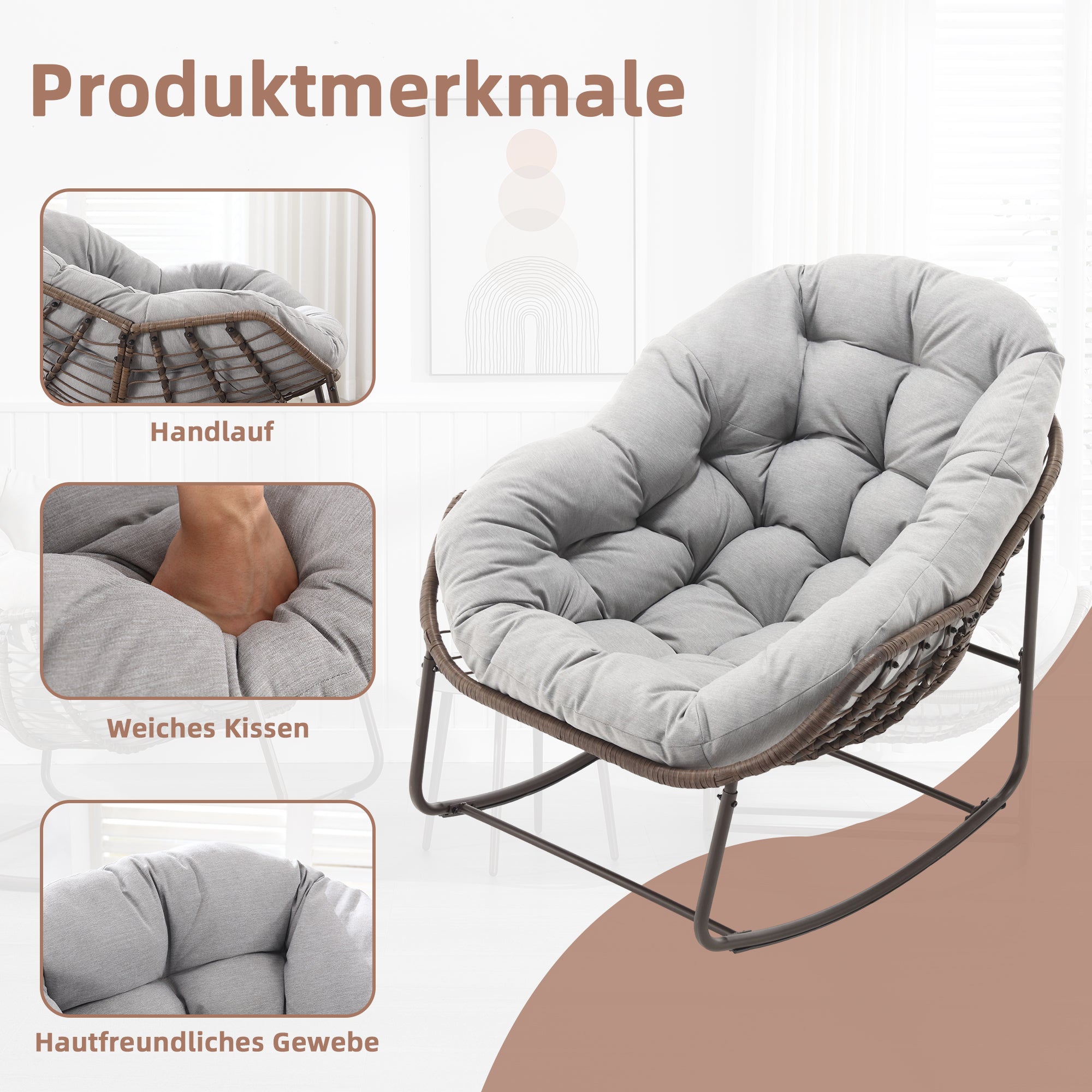 Weißer Rattan Schaukelstuhl Outdoor | LVHOM Online Kaufen