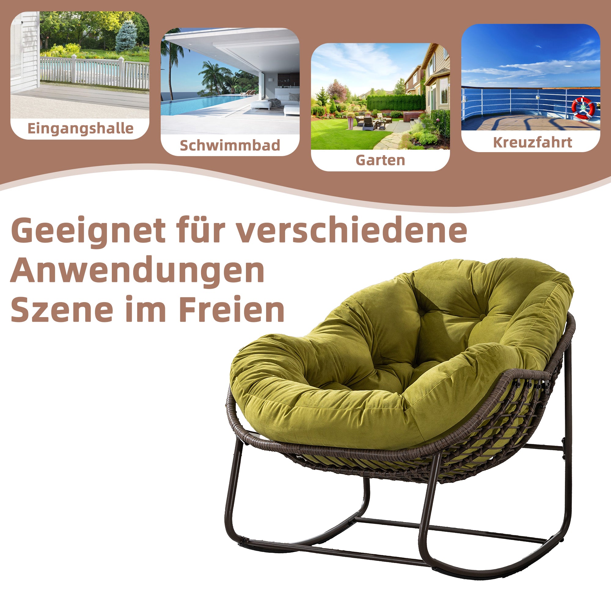 Weißer Rattan Schaukelstuhl Outdoor | LVHOM Online Kaufen