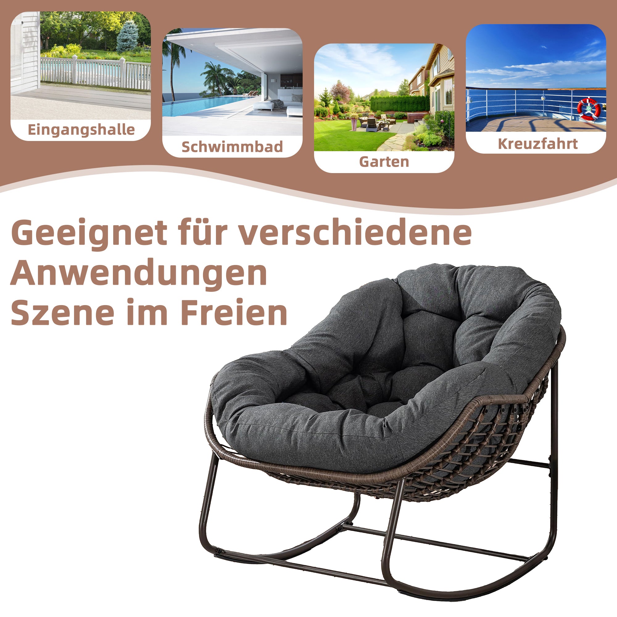 Weißer Rattan Schaukelstuhl Outdoor | LVHOM Online Kaufen