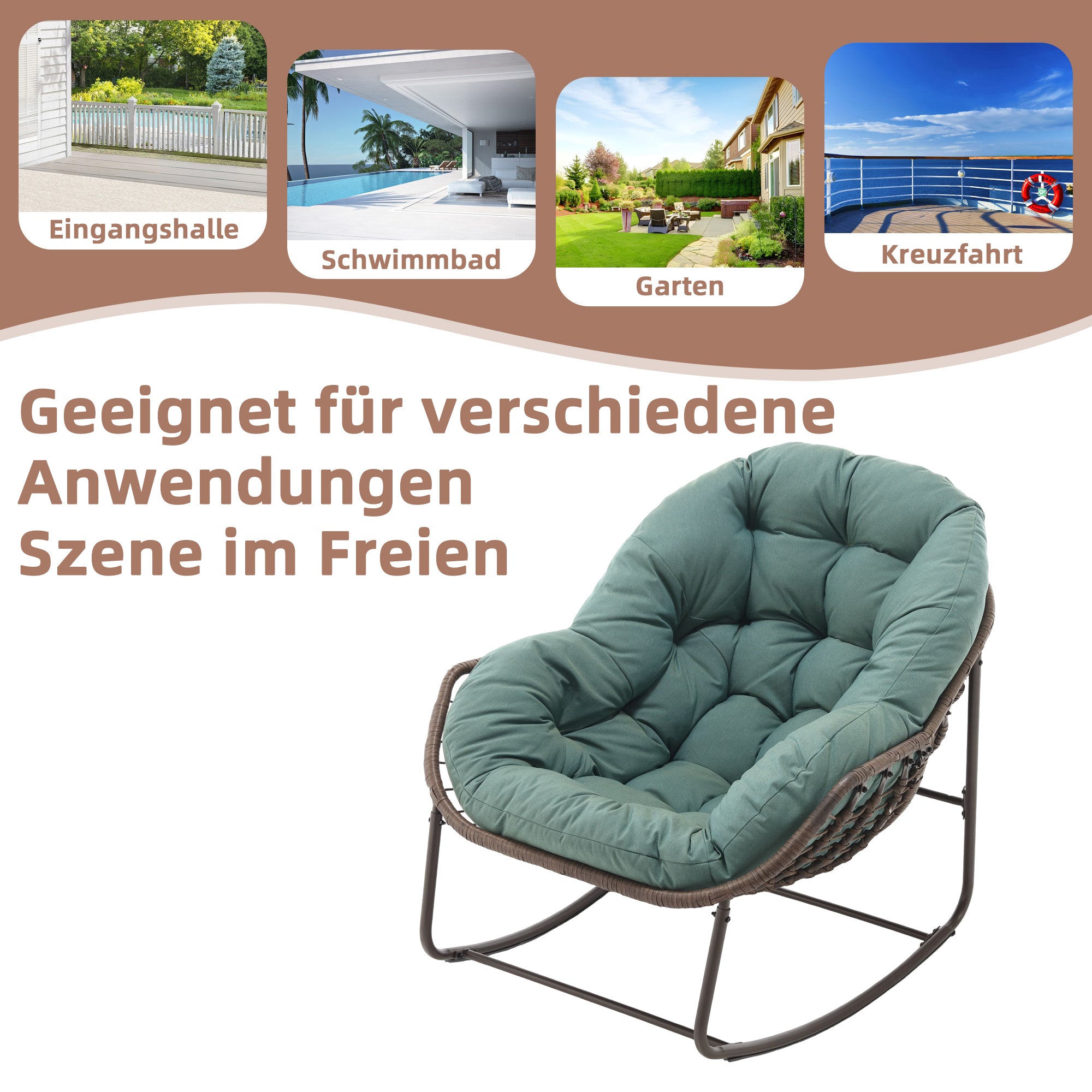 Weißer Rattan Schaukelstuhl Outdoor | LVHOM Online Kaufen