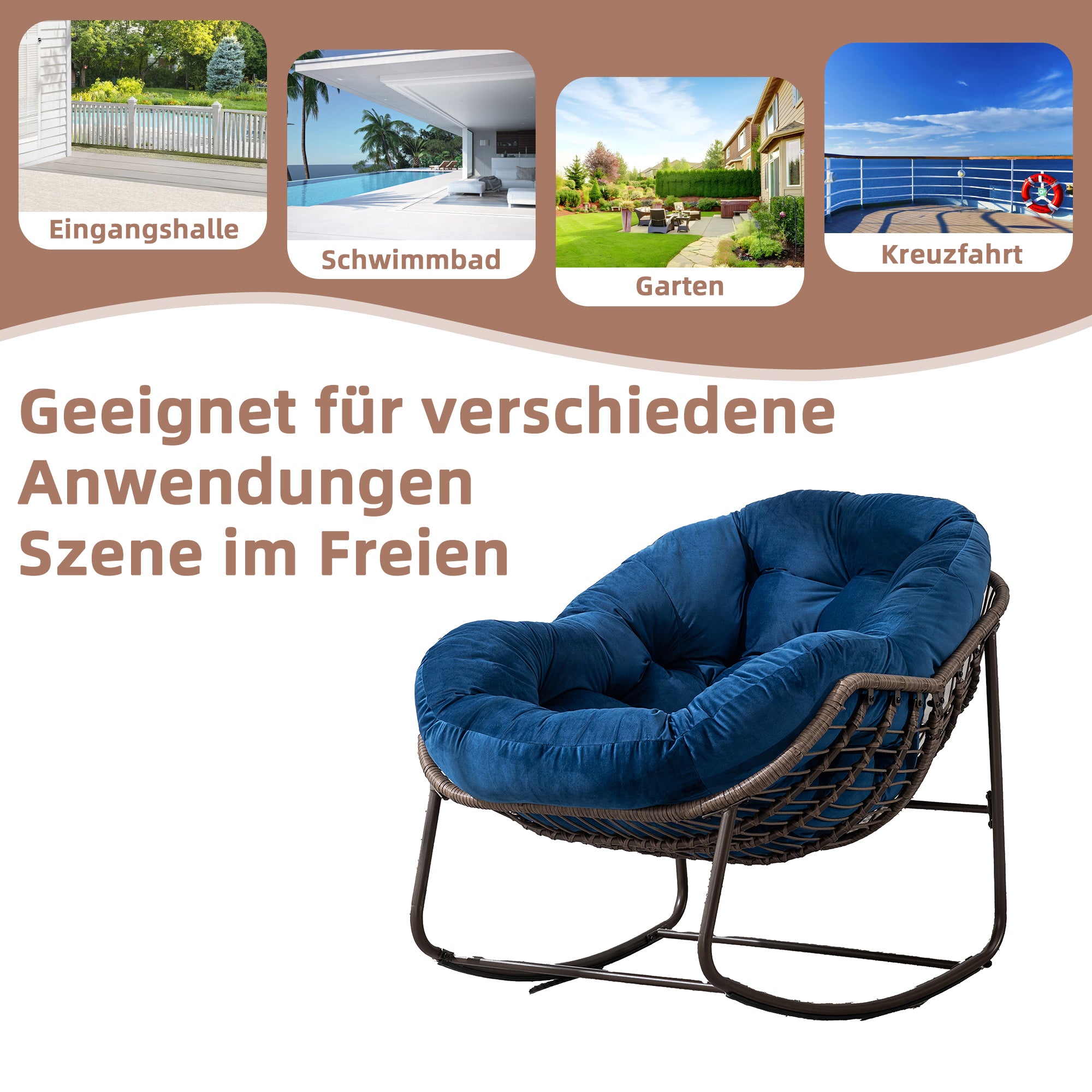 Weißer Rattan Schaukelstuhl Outdoor | LVHOM Online Kaufen