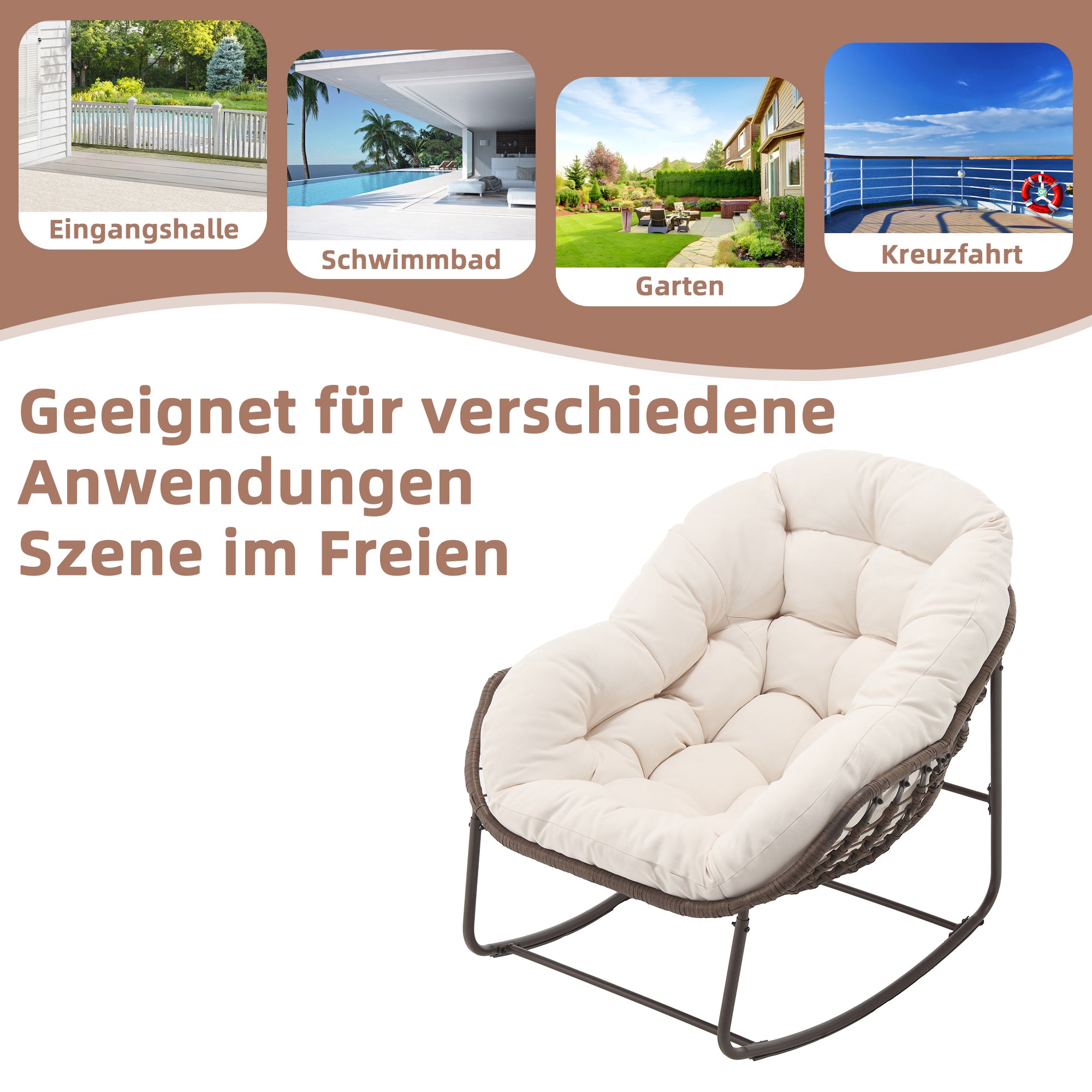 Weißer Rattan Schaukelstuhl Outdoor | LVHOM Online Kaufen
