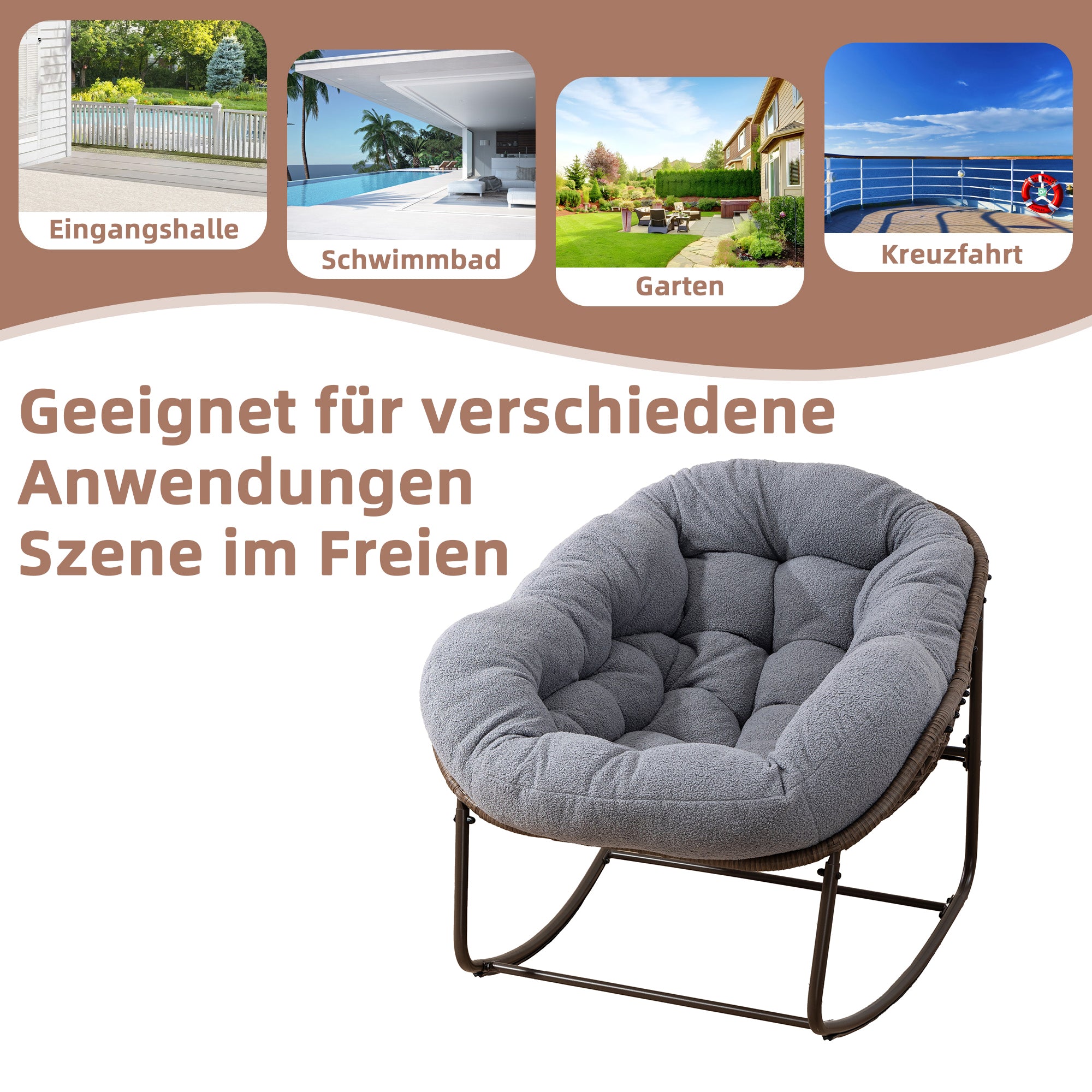 Weißer Rattan Schaukelstuhl Outdoor | LVHOM Online Kaufen