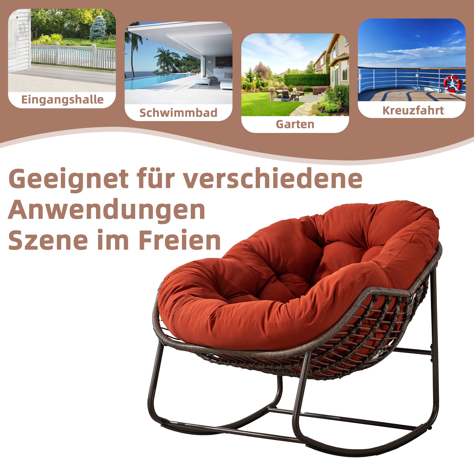 Weißer Rattan Schaukelstuhl Outdoor | LVHOM Online Kaufen