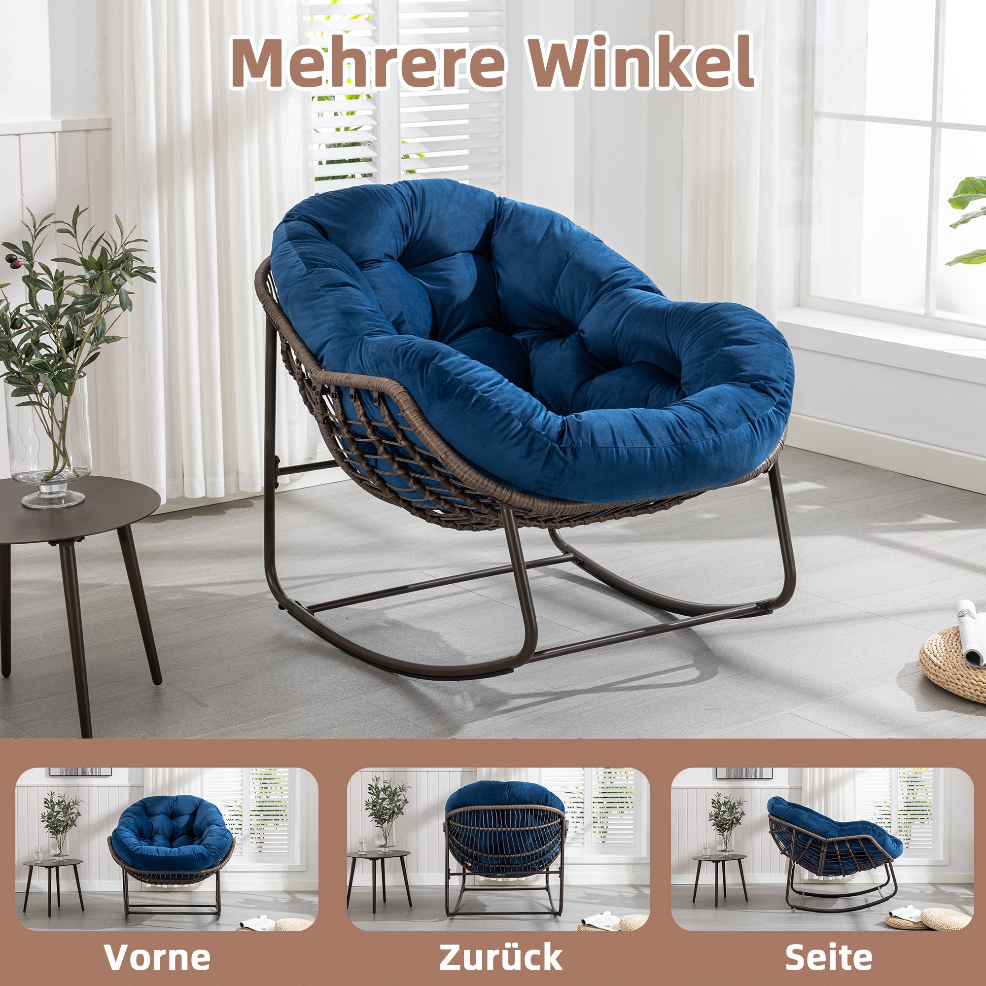Weißer Rattan Schaukelstuhl Outdoor | LVHOM Online Kaufen