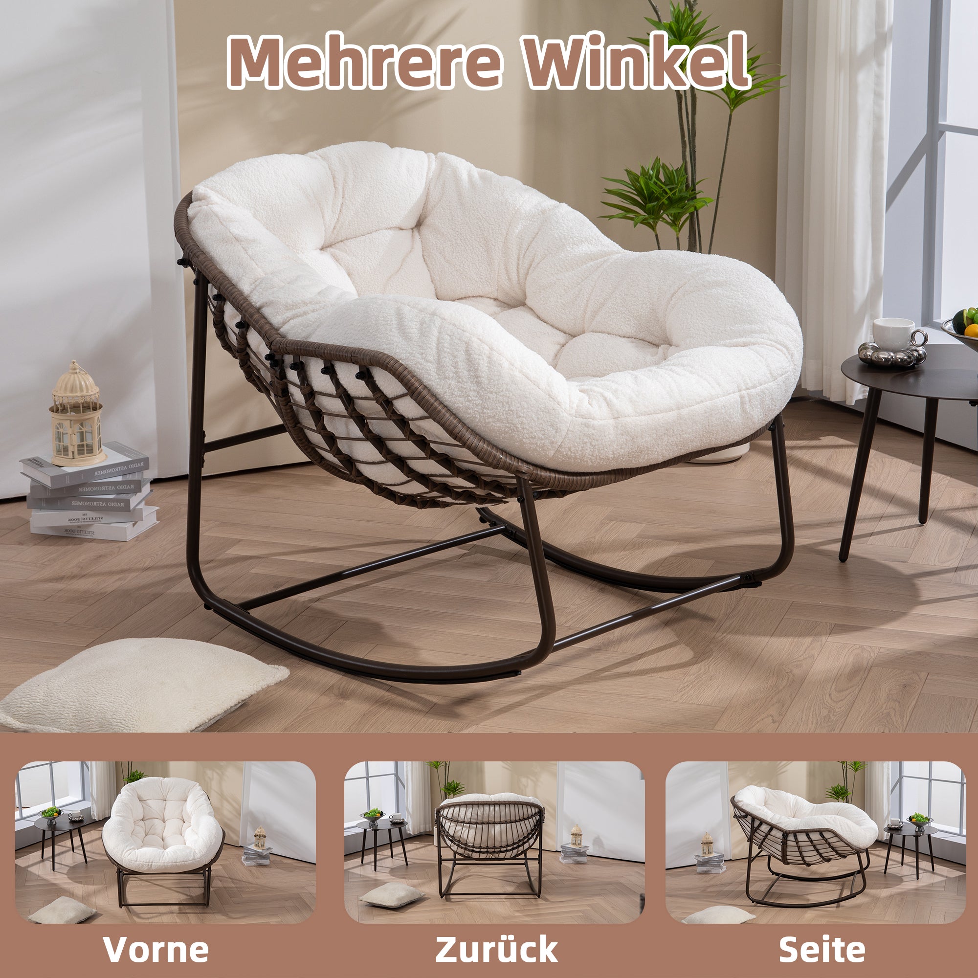 Weißer Rattan Schaukelstuhl Outdoor | LVHOM Online Kaufen