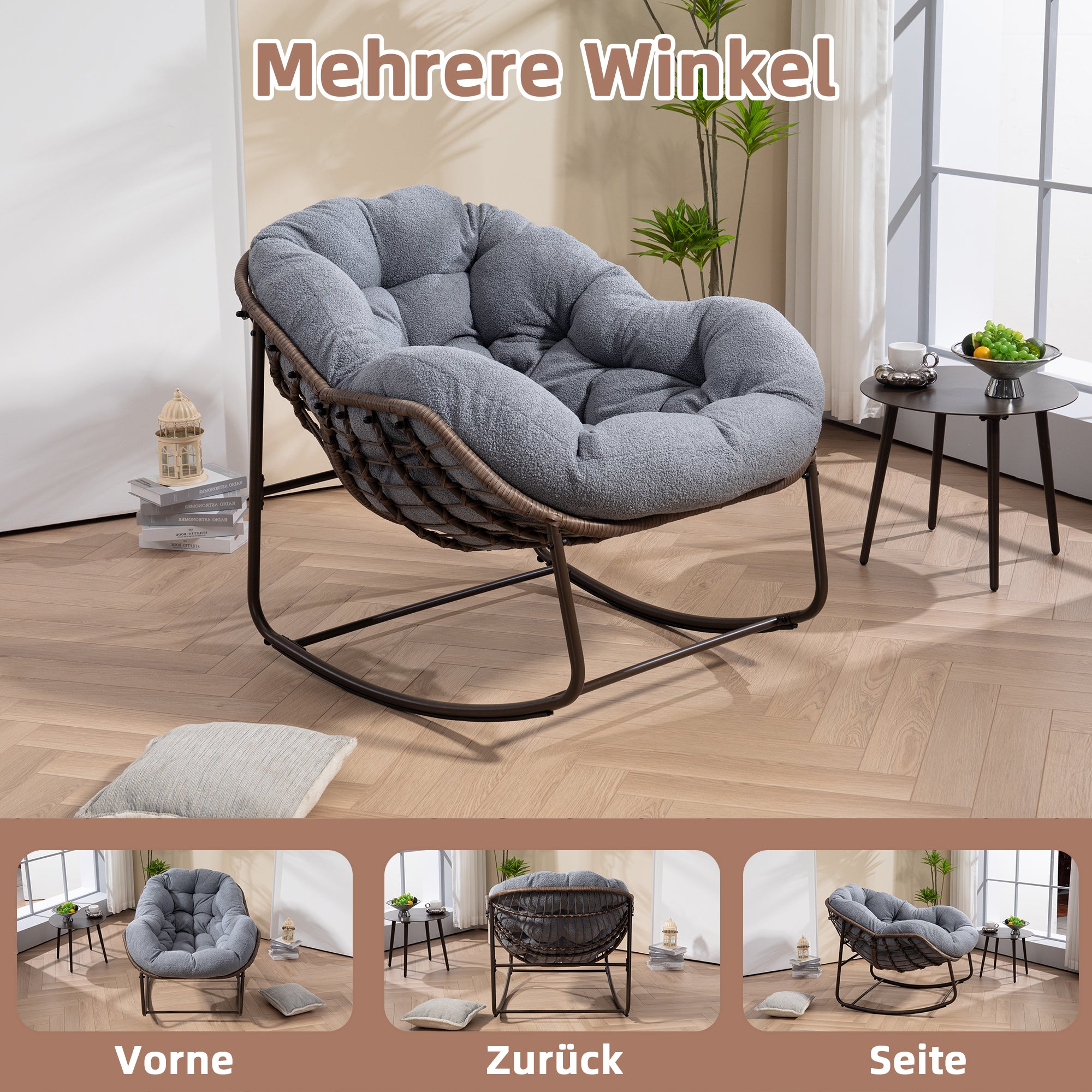 Weißer Rattan Schaukelstuhl Outdoor | LVHOM Online Kaufen
