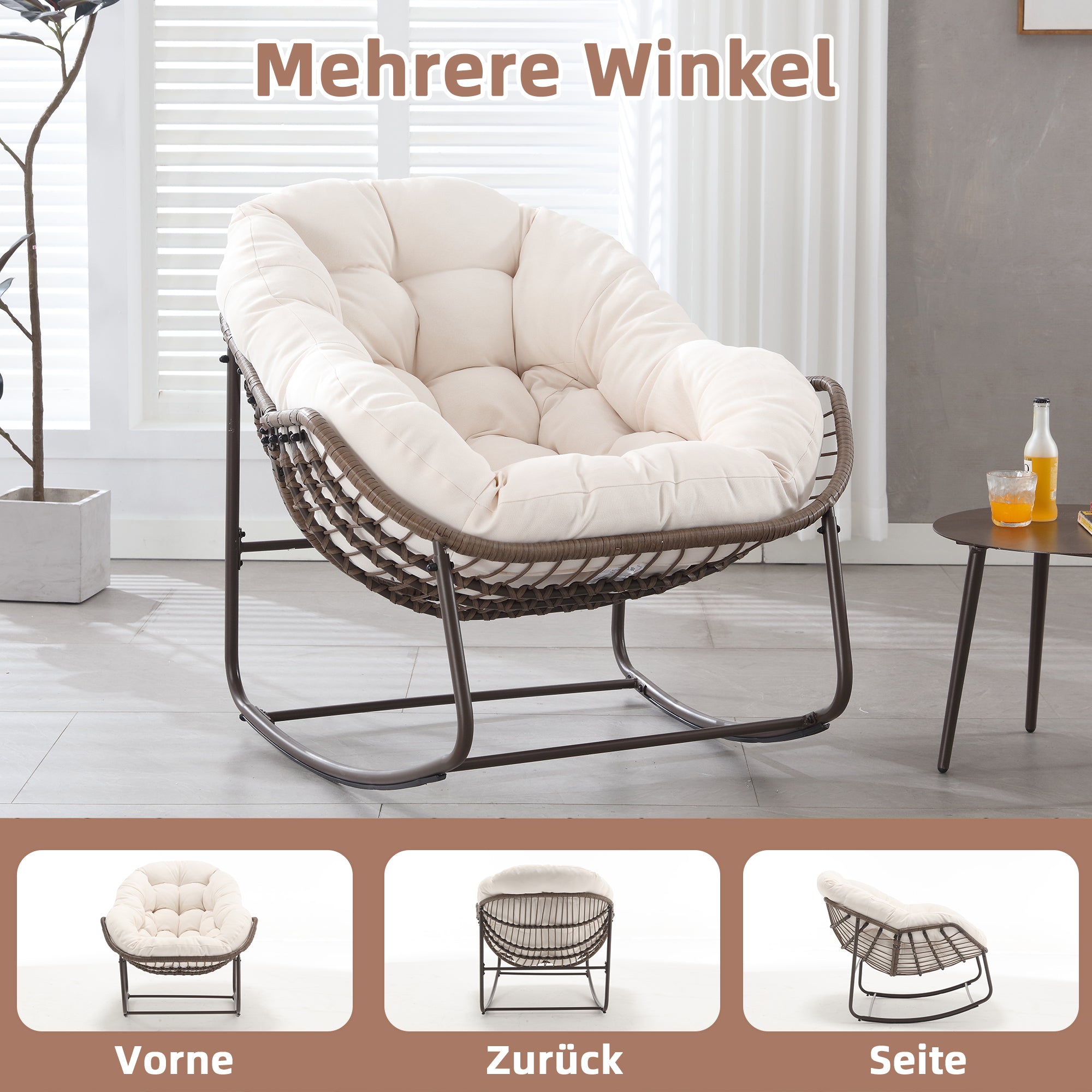 Weißer Rattan Schaukelstuhl Outdoor | LVHOM Online Kaufen