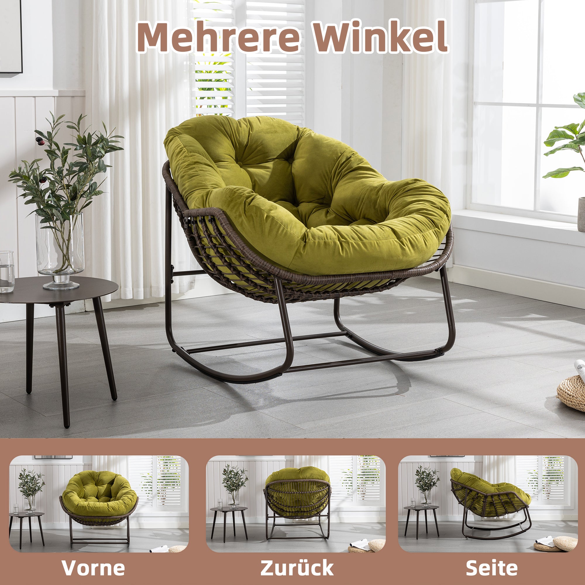 Weißer Rattan Schaukelstuhl Outdoor | LVHOM Online Kaufen