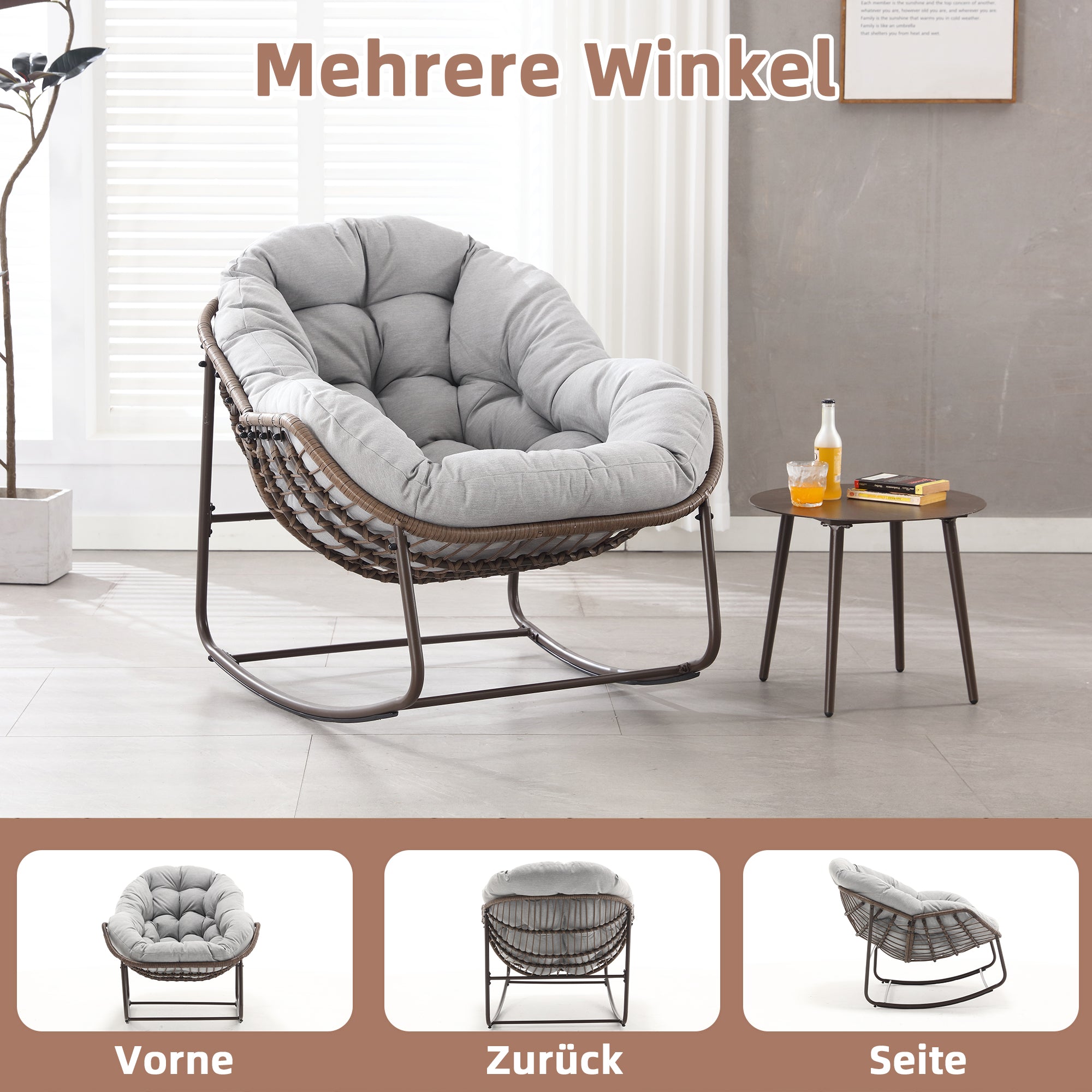 Weißer Rattan Schaukelstuhl Outdoor | LVHOM Online Kaufen