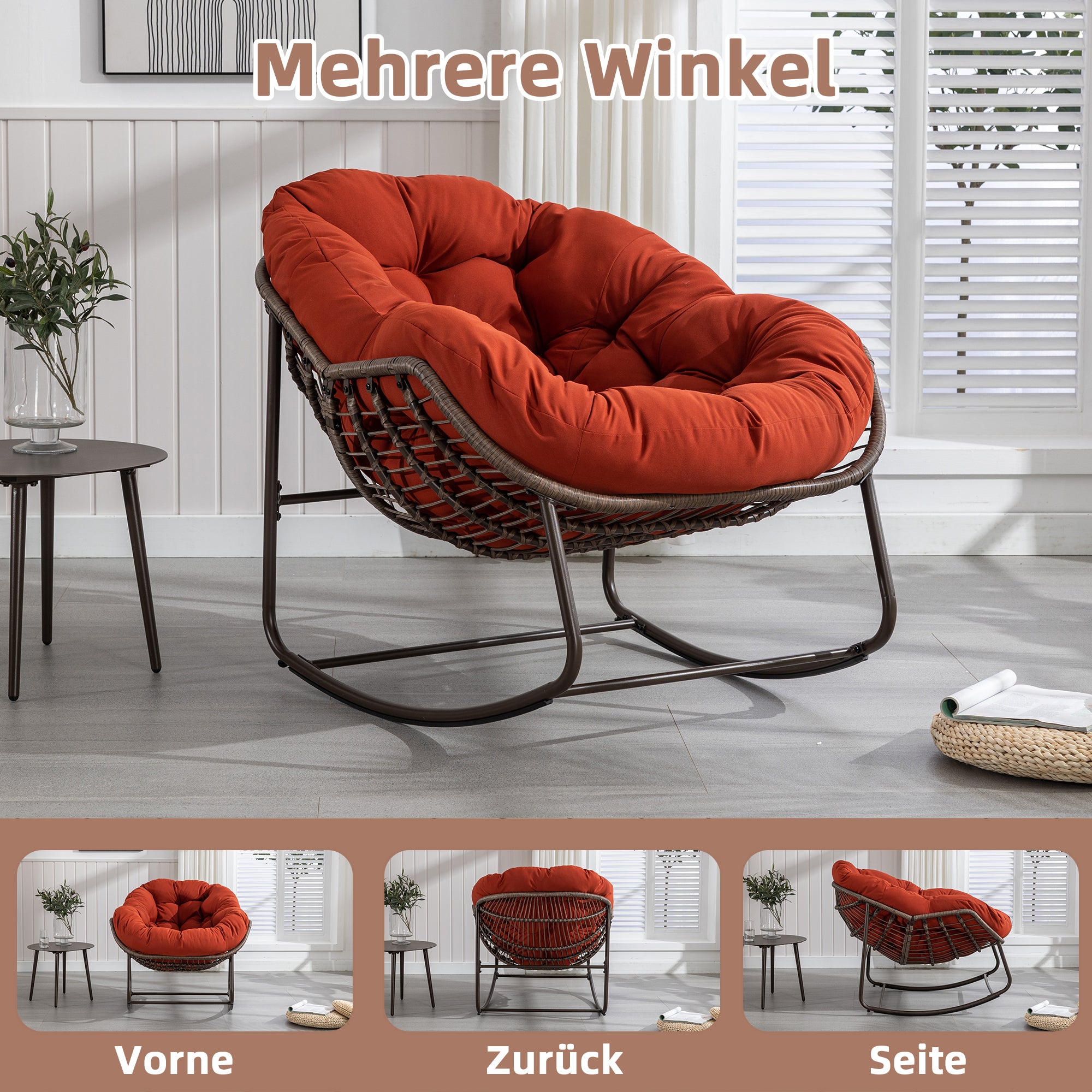 Weißer Rattan Schaukelstuhl Outdoor | LVHOM Online Kaufen