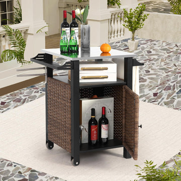 Schwerlast Küchenwagen Outdoor V2A Rattan 70kg TÜV LVHOM