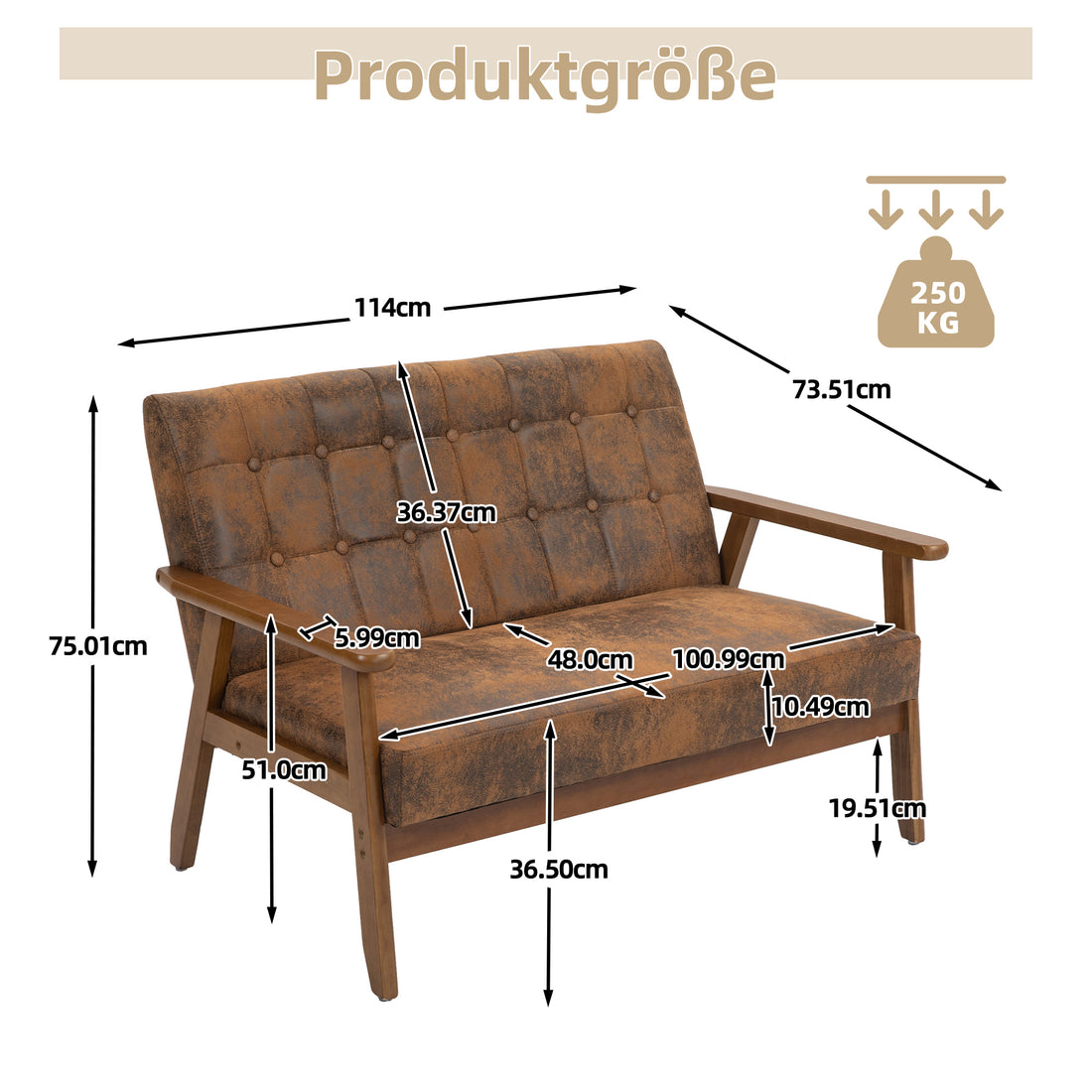 2-Sitzer Doppelsitzsofa mit Schwammauflage